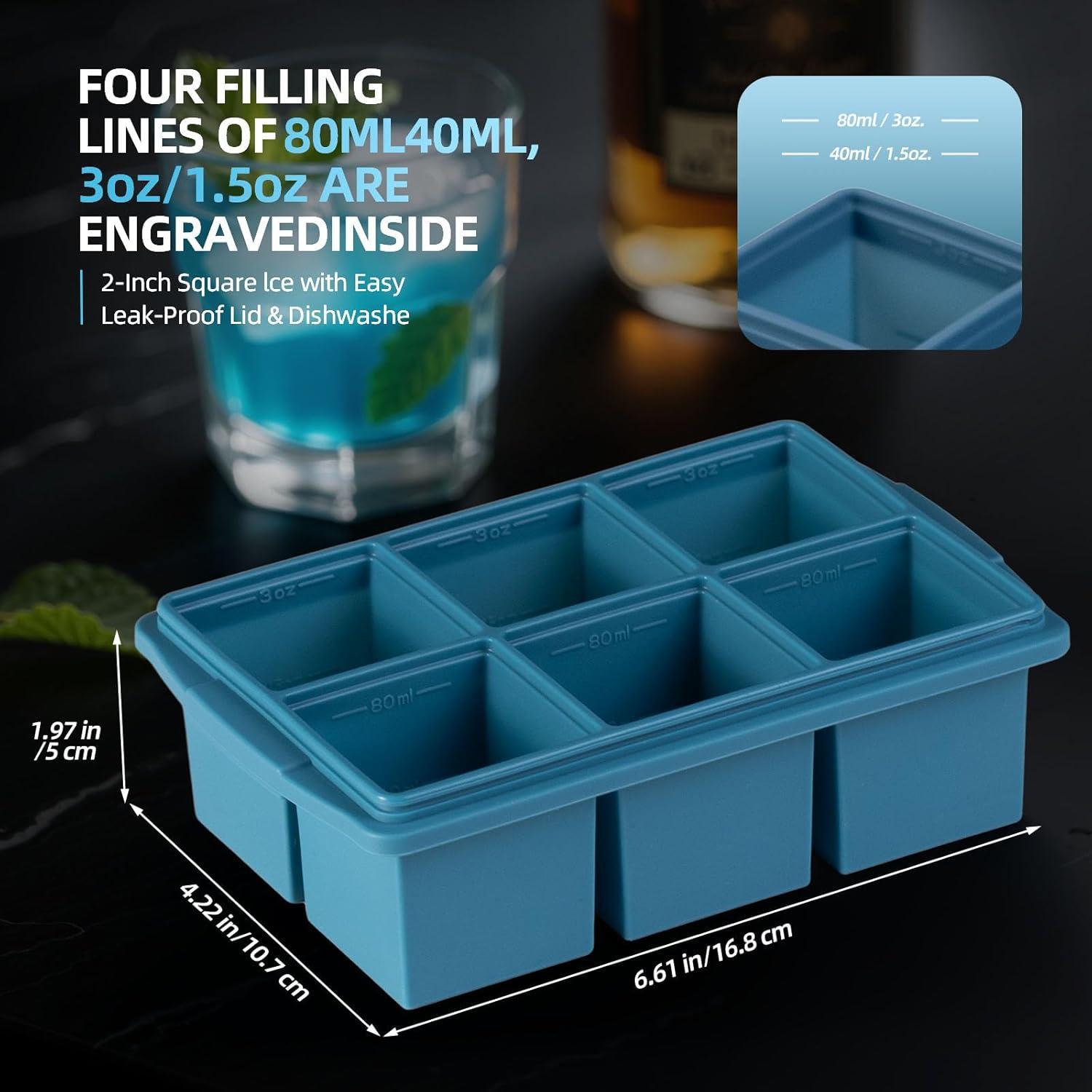 Bandejas de Hielo Grandes OAOZFWY - Silicona 2 Pulgadas 2 Piezas