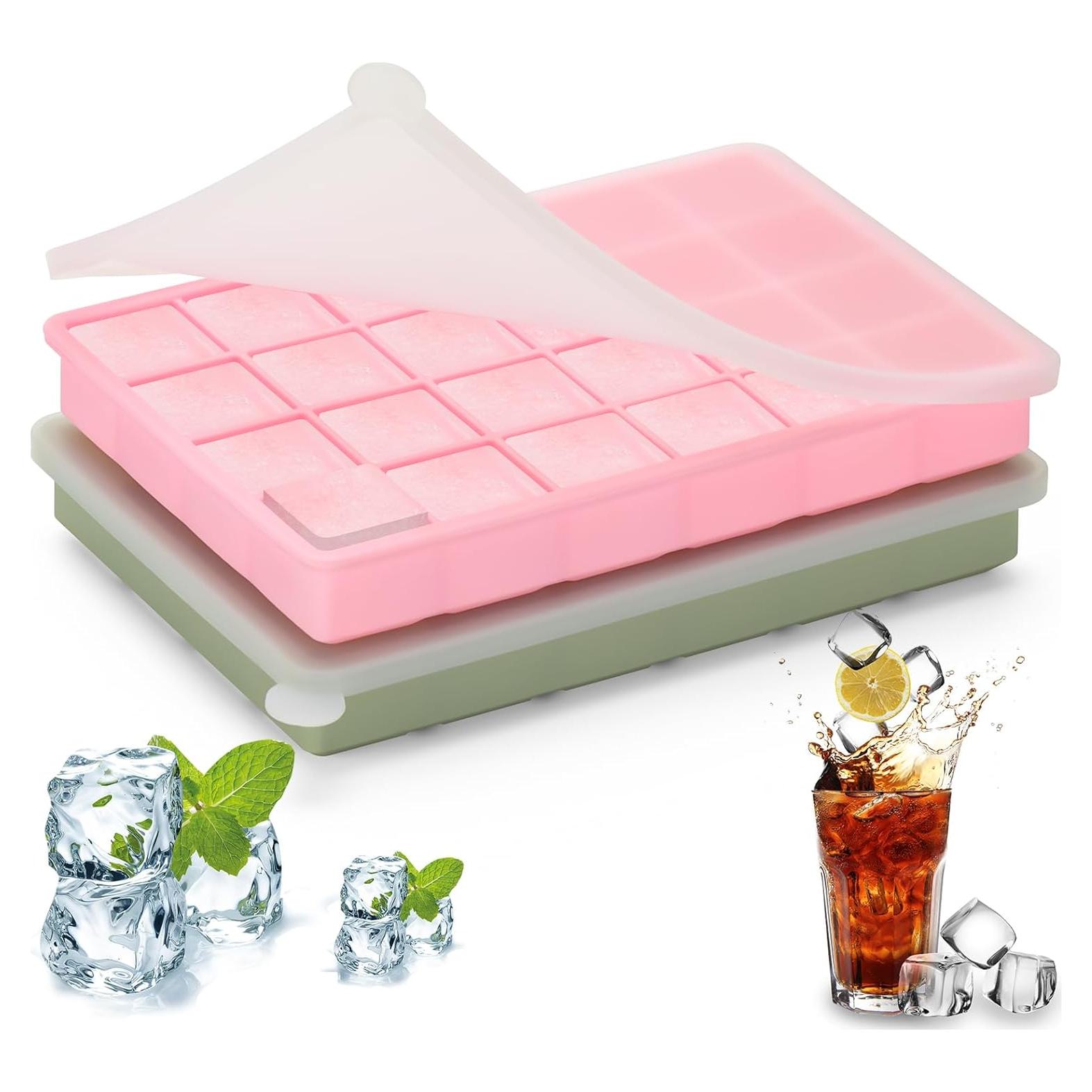 Bandeja de Hielo de Silicona Freebala 24 Cubos Rosa Verde