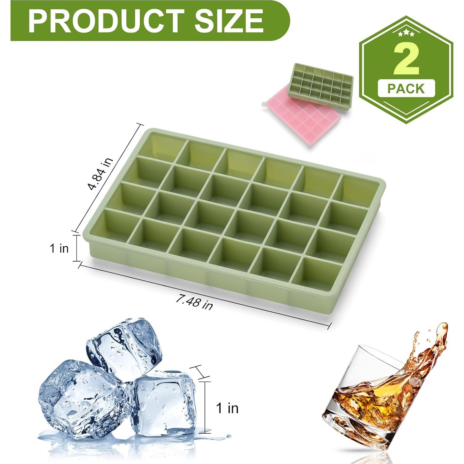 Bandeja de Hielo de Silicona Freebala 24 Cubos Rosa Verde