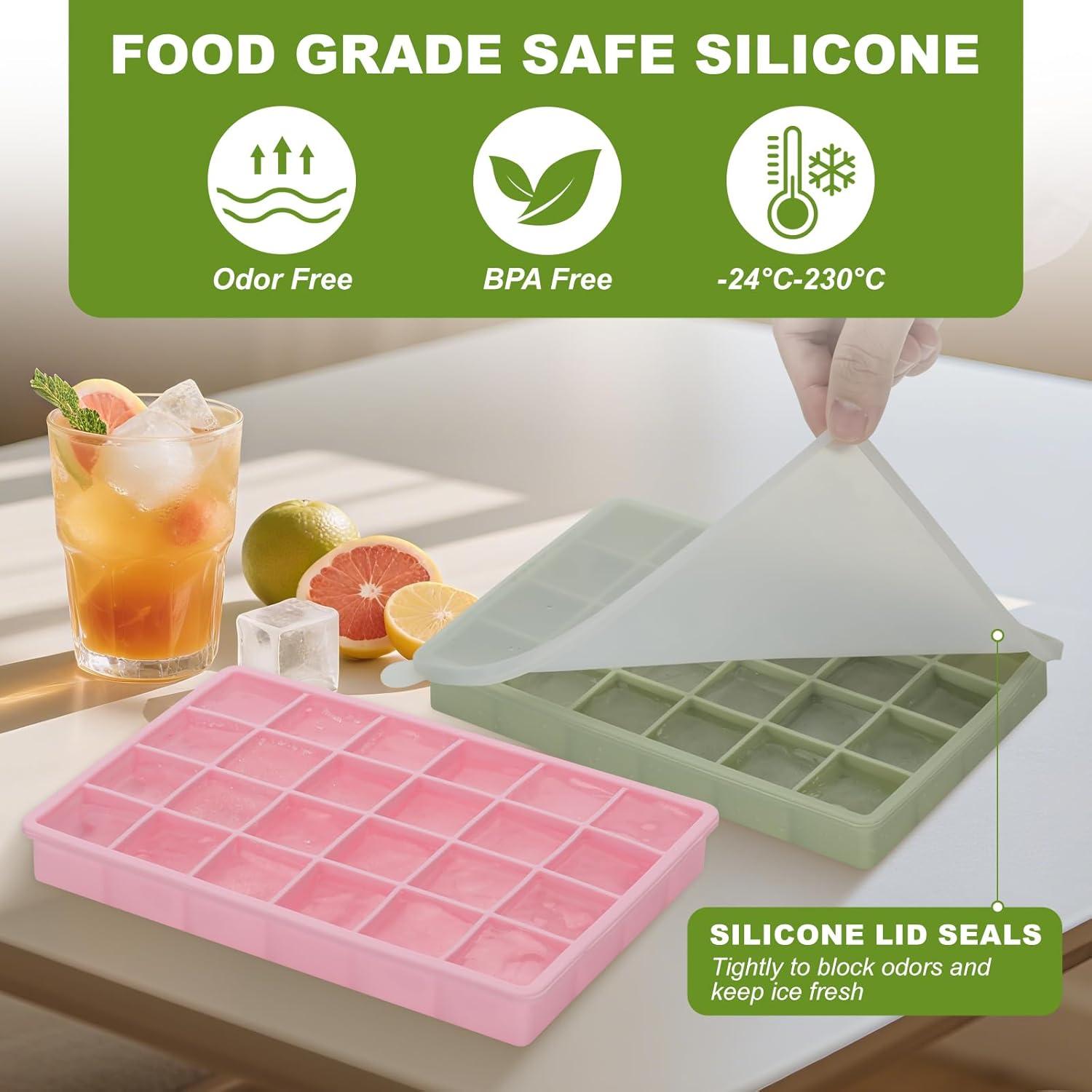 Bandeja de Hielo de Silicona Freebala 24 Cubos Rosa Verde
