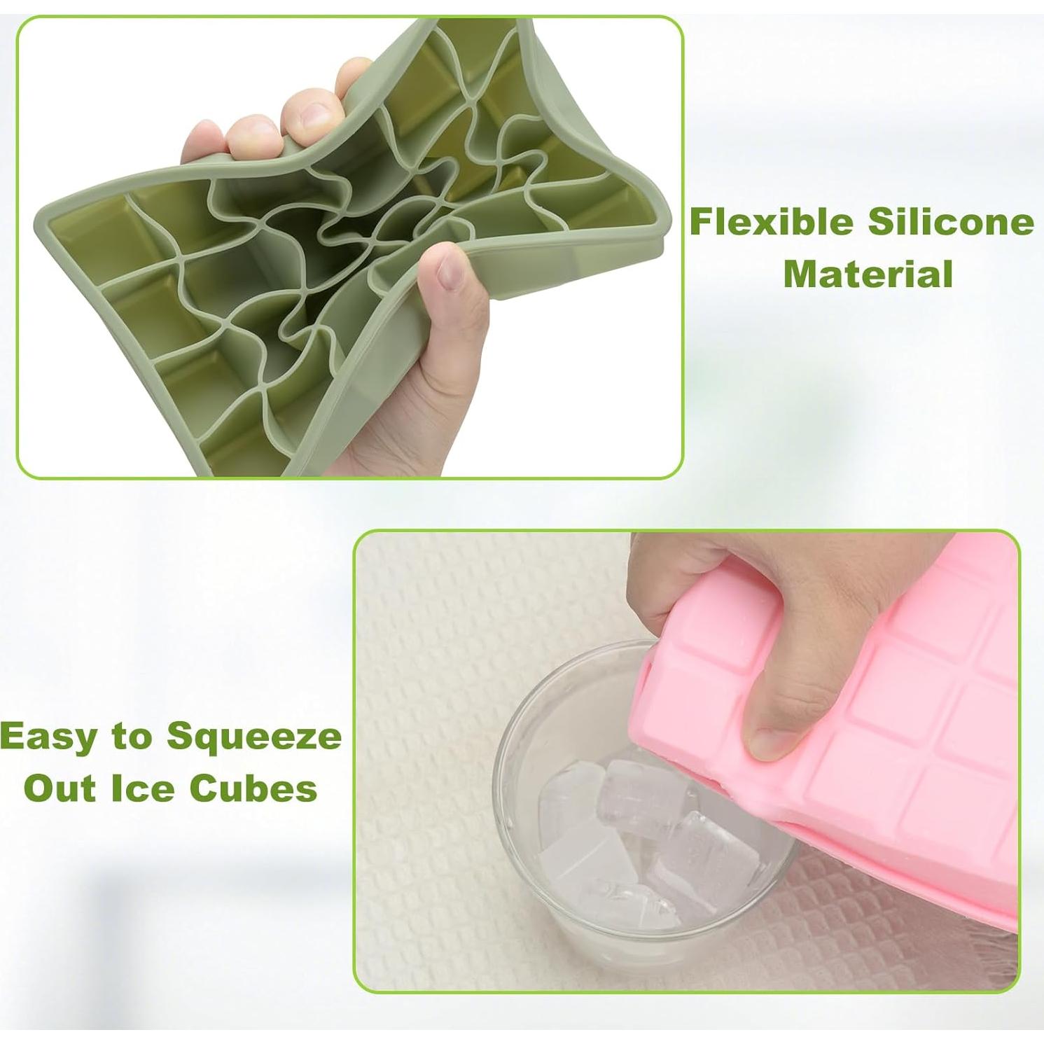 Bandeja de Hielo de Silicona Freebala 24 Cubos Rosa Verde