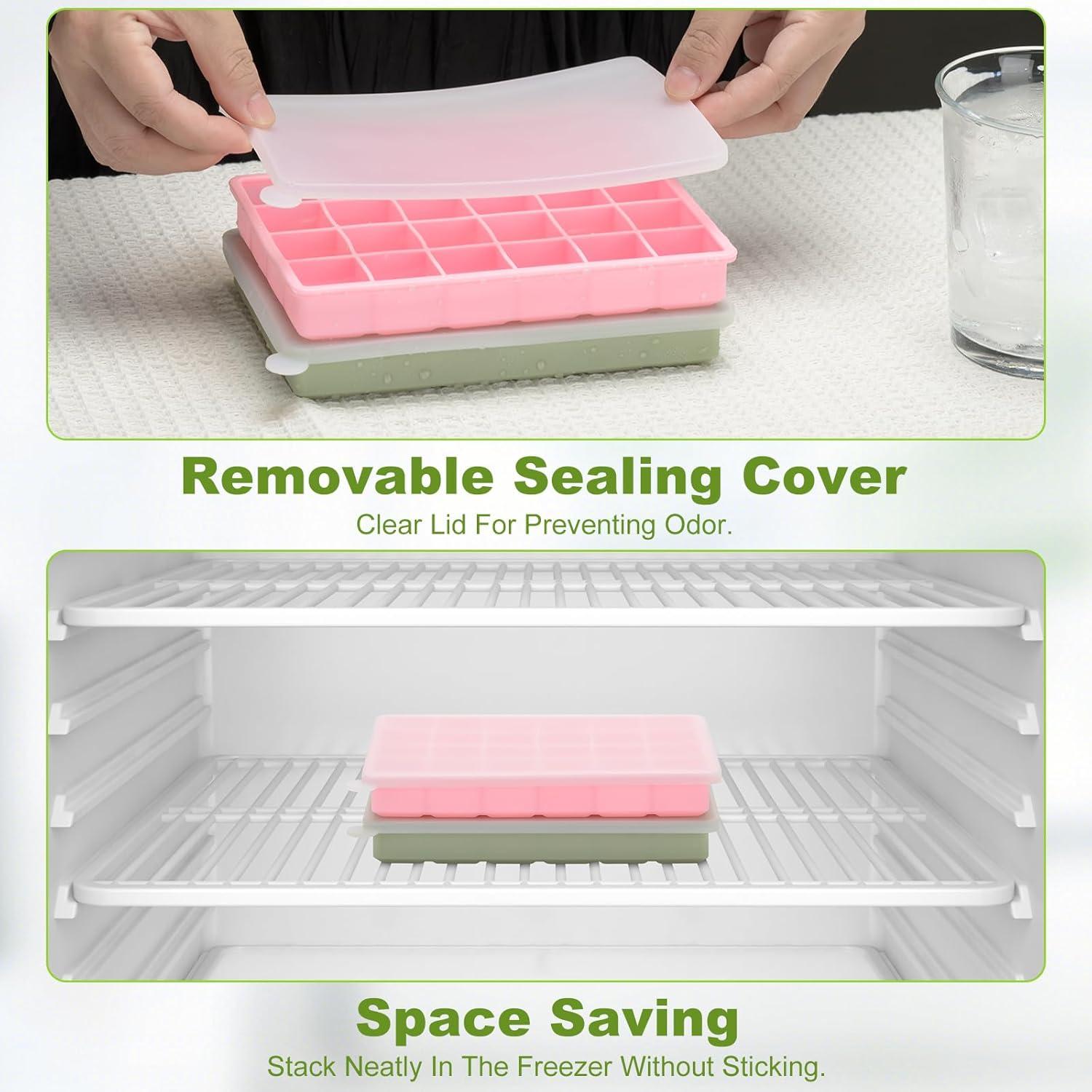 Bandeja de Hielo de Silicona Freebala 24 Cubos Rosa Verde