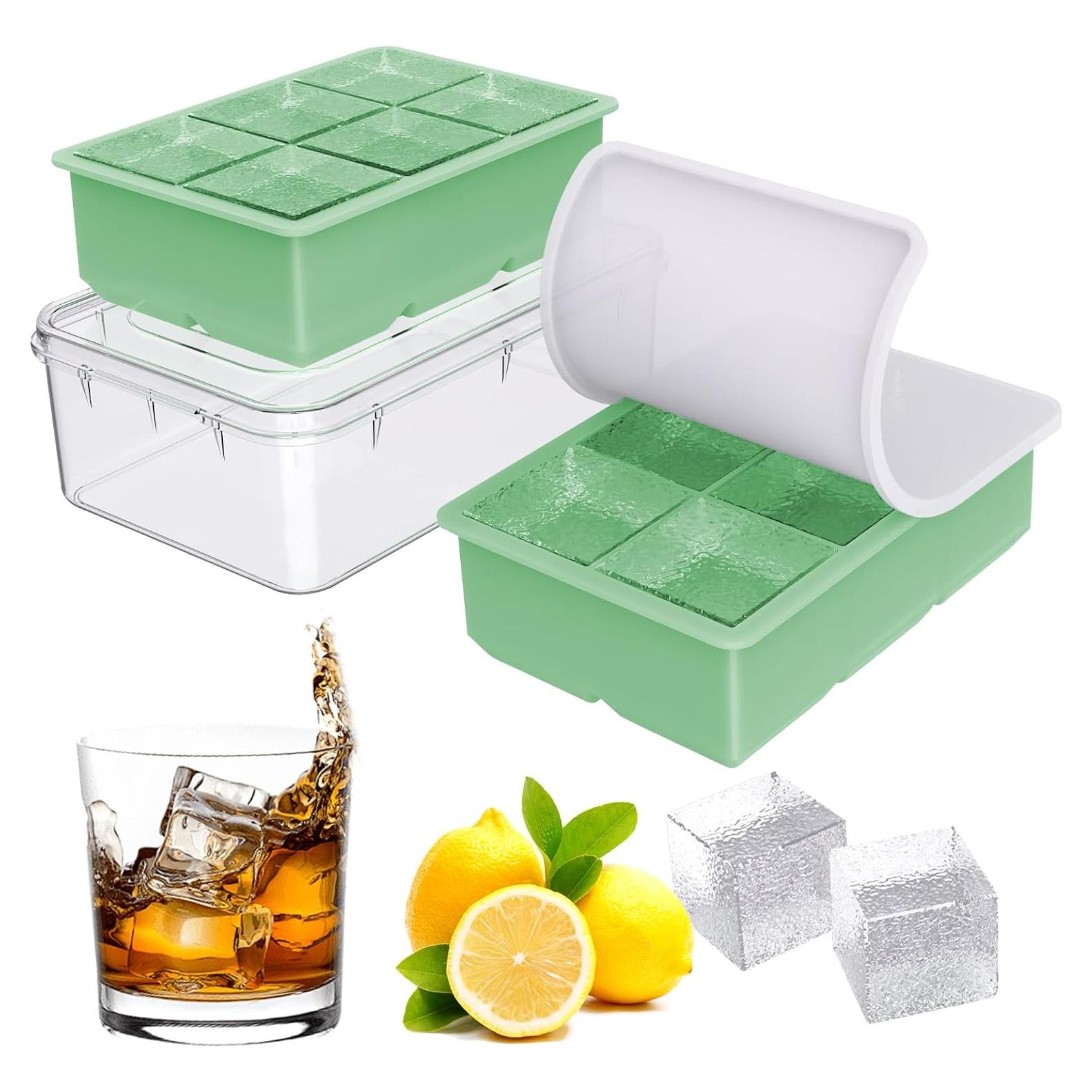 Bandeja de Hielo Grande Deeoutlife - 2 Moldes Cuadrados 5.08 cm