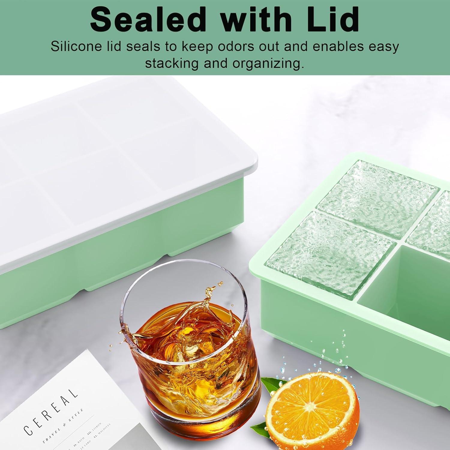 Bandeja de Hielo Grande Deeoutlife - 2 Moldes Cuadrados 5.08 cm