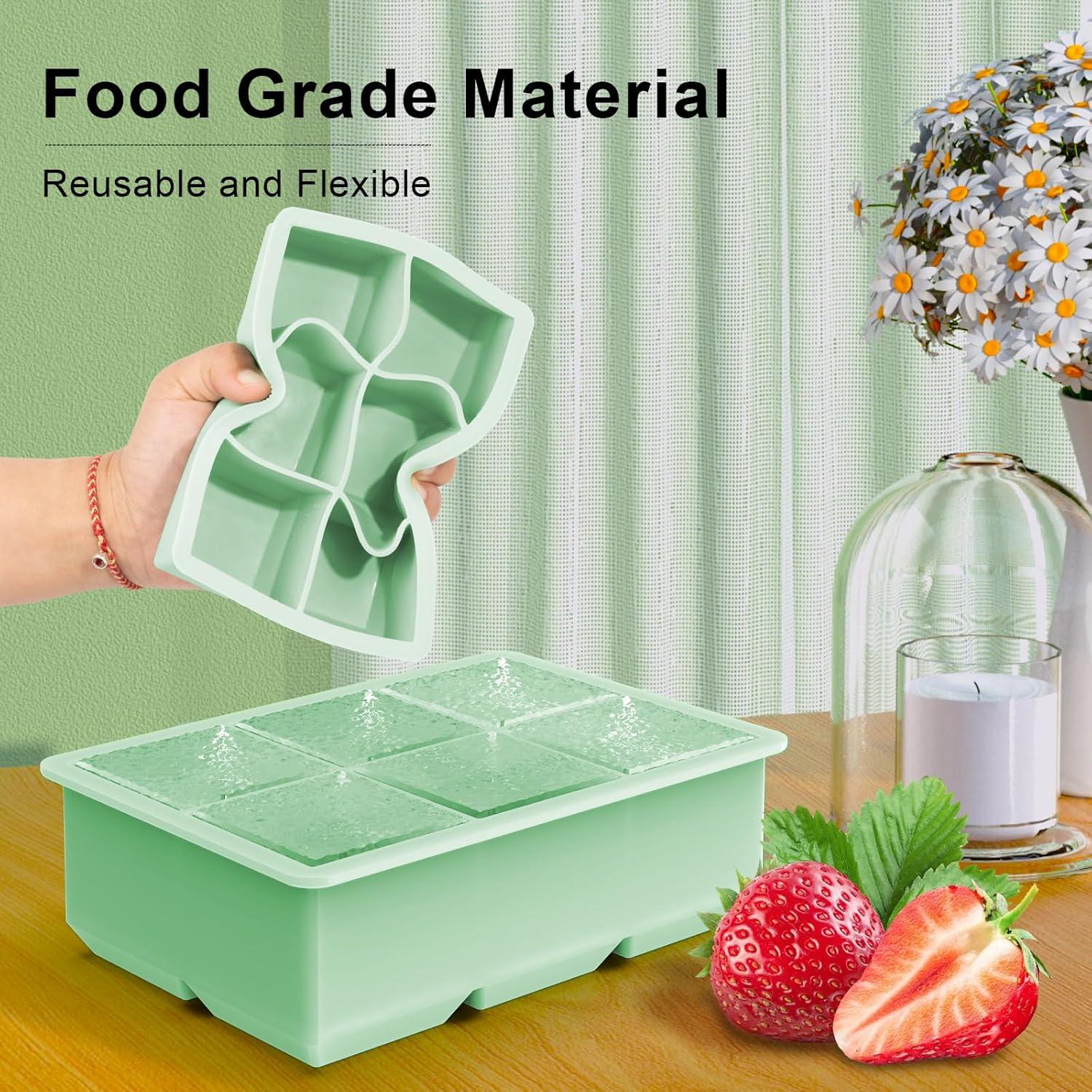 Bandeja de Hielo Grande Deeoutlife - 2 Moldes Cuadrados 5.08 cm