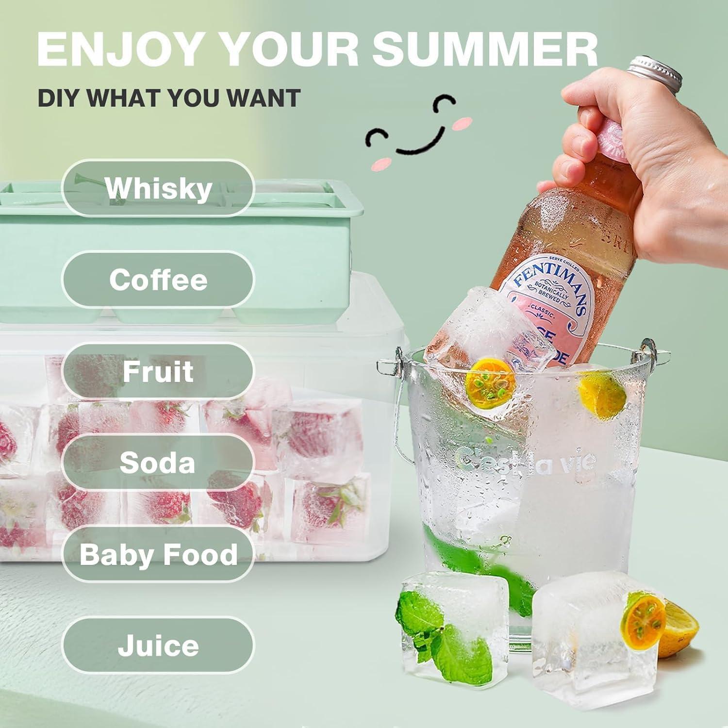 Bandeja de Hielo Grande Deeoutlife - 2 Moldes Cuadrados 5.08 cm