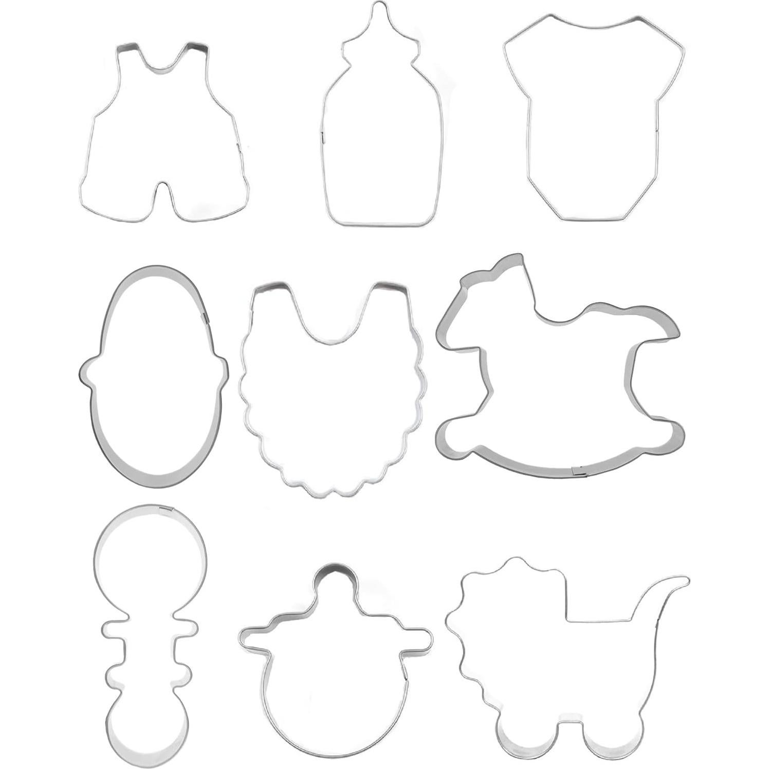 Juego de Cortadores de Galletas Baby Shower Comais 9 Piezas Acero Inoxidable