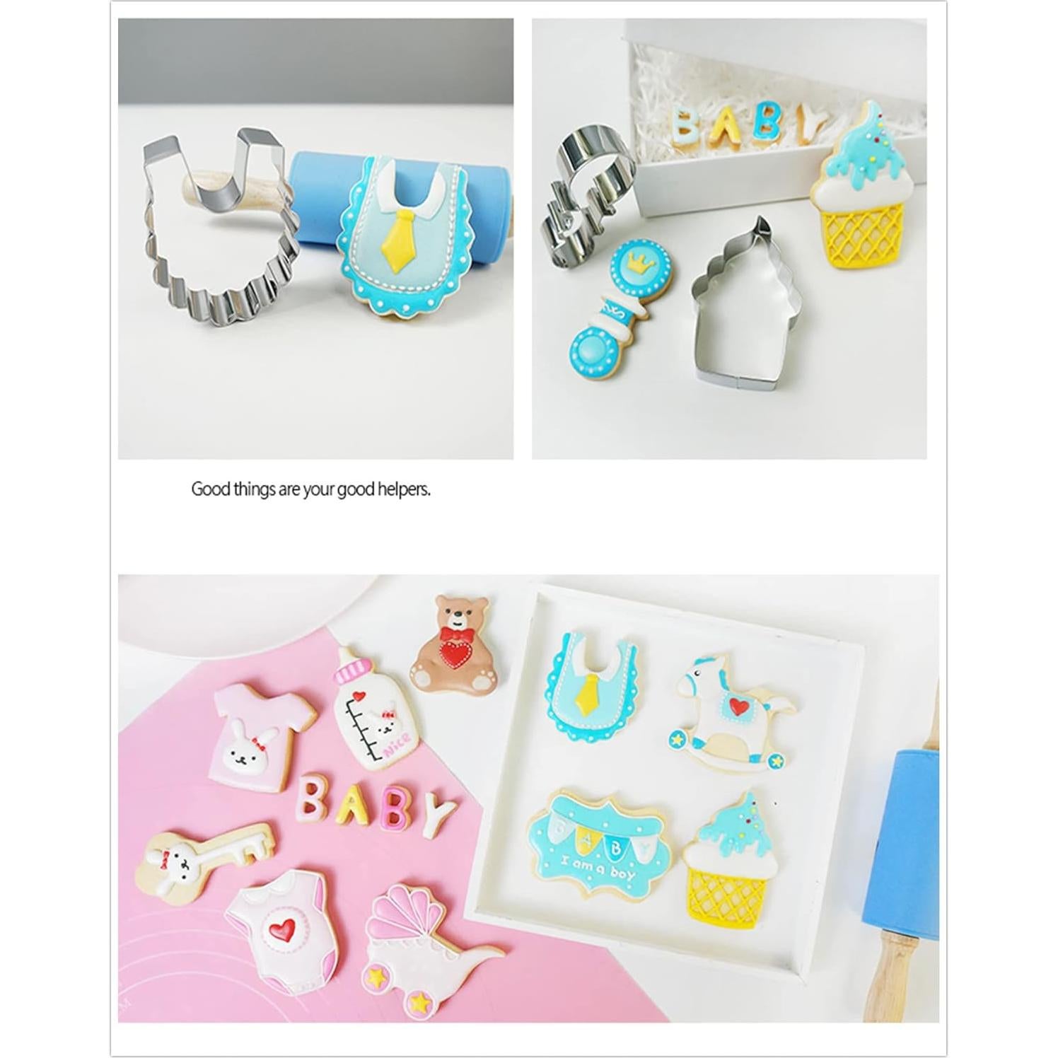 Juego de Cortadores de Galletas Baby Shower Comais 9 Piezas Acero Inoxidable