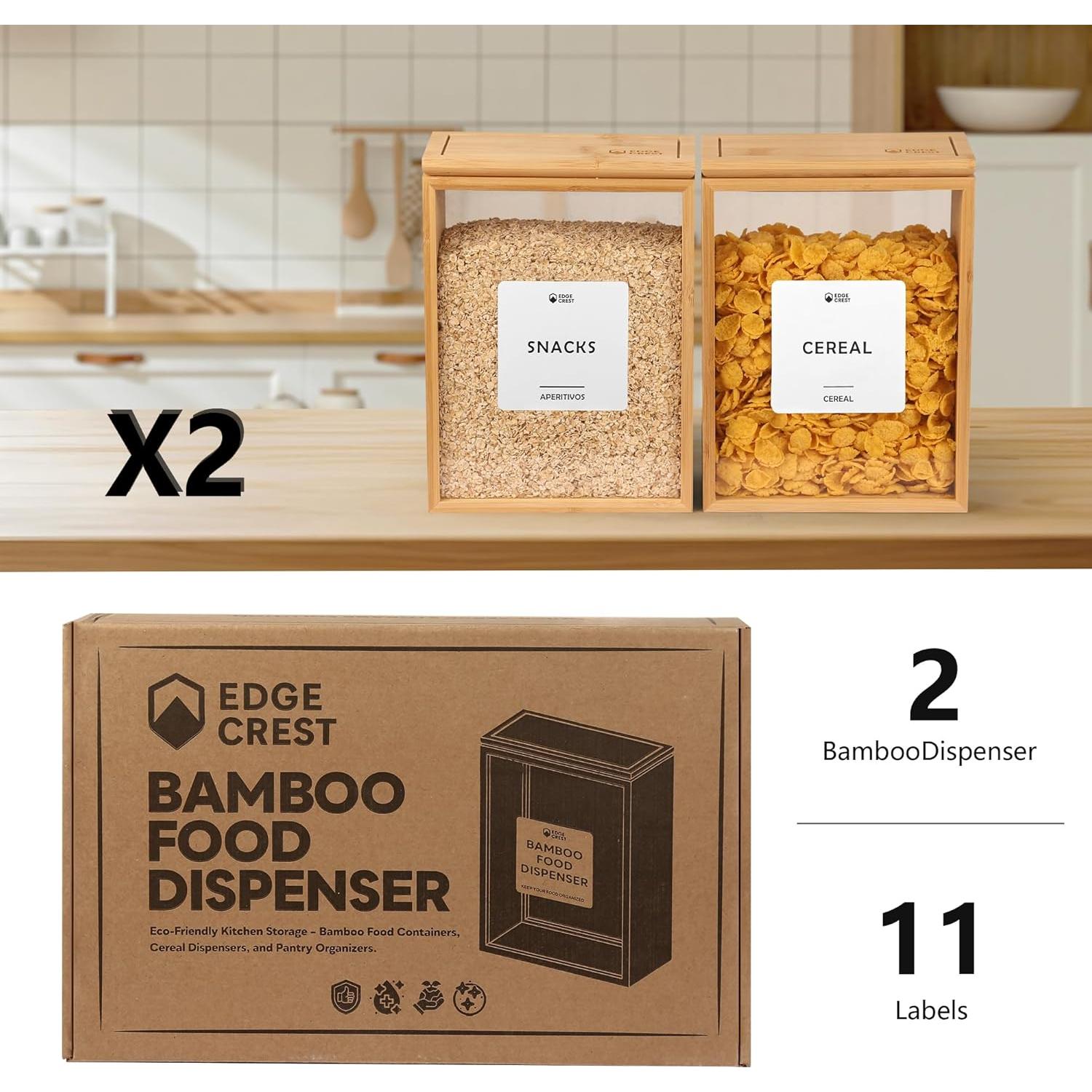 Dispensador de Alimentos 2L EdgeCrest de Bambú Hermético