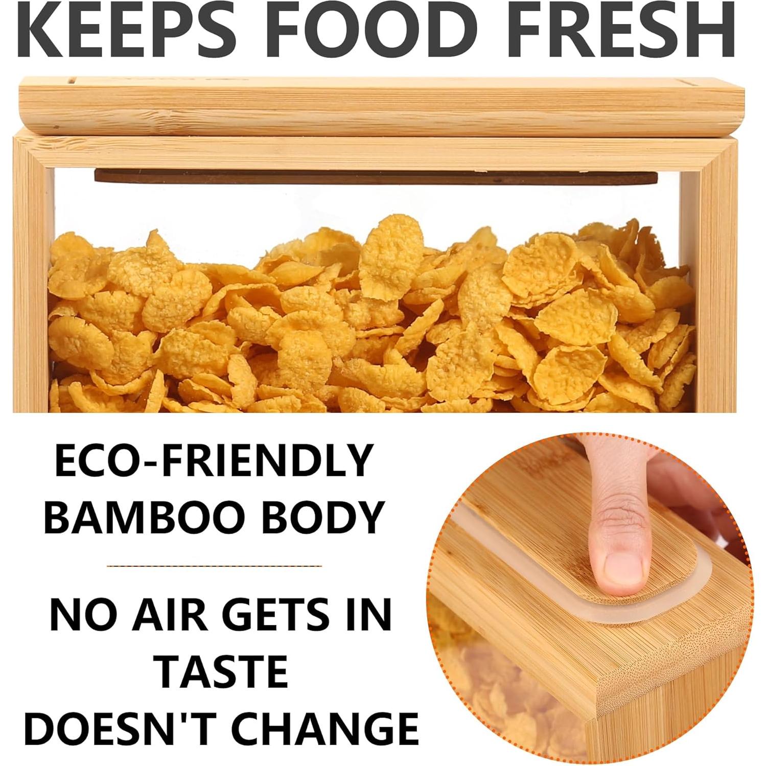 Dispensador de Alimentos 2L EdgeCrest de Bambú Hermético