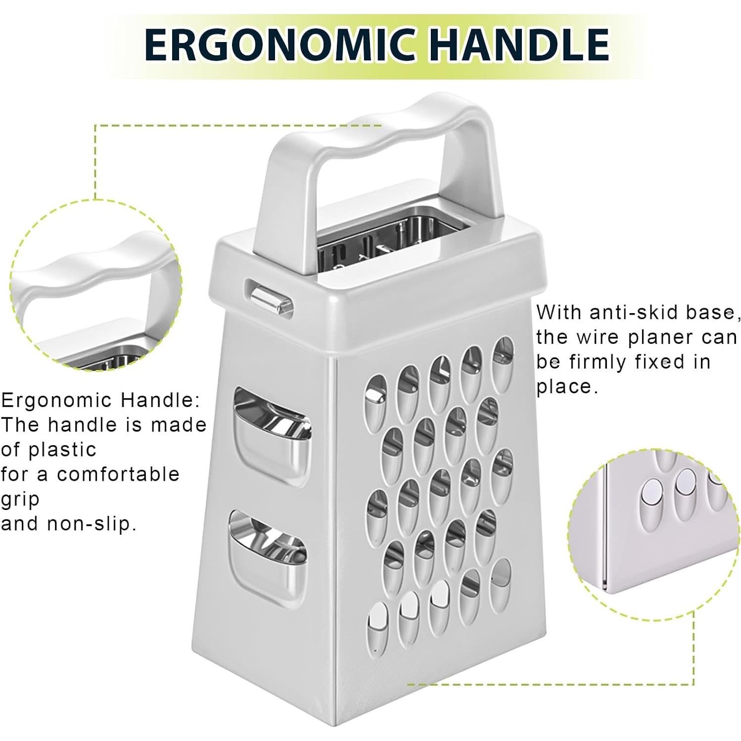 Mini Rallador de Queso COMNICO 3Pcs Acero Inoxidable Ergonómico