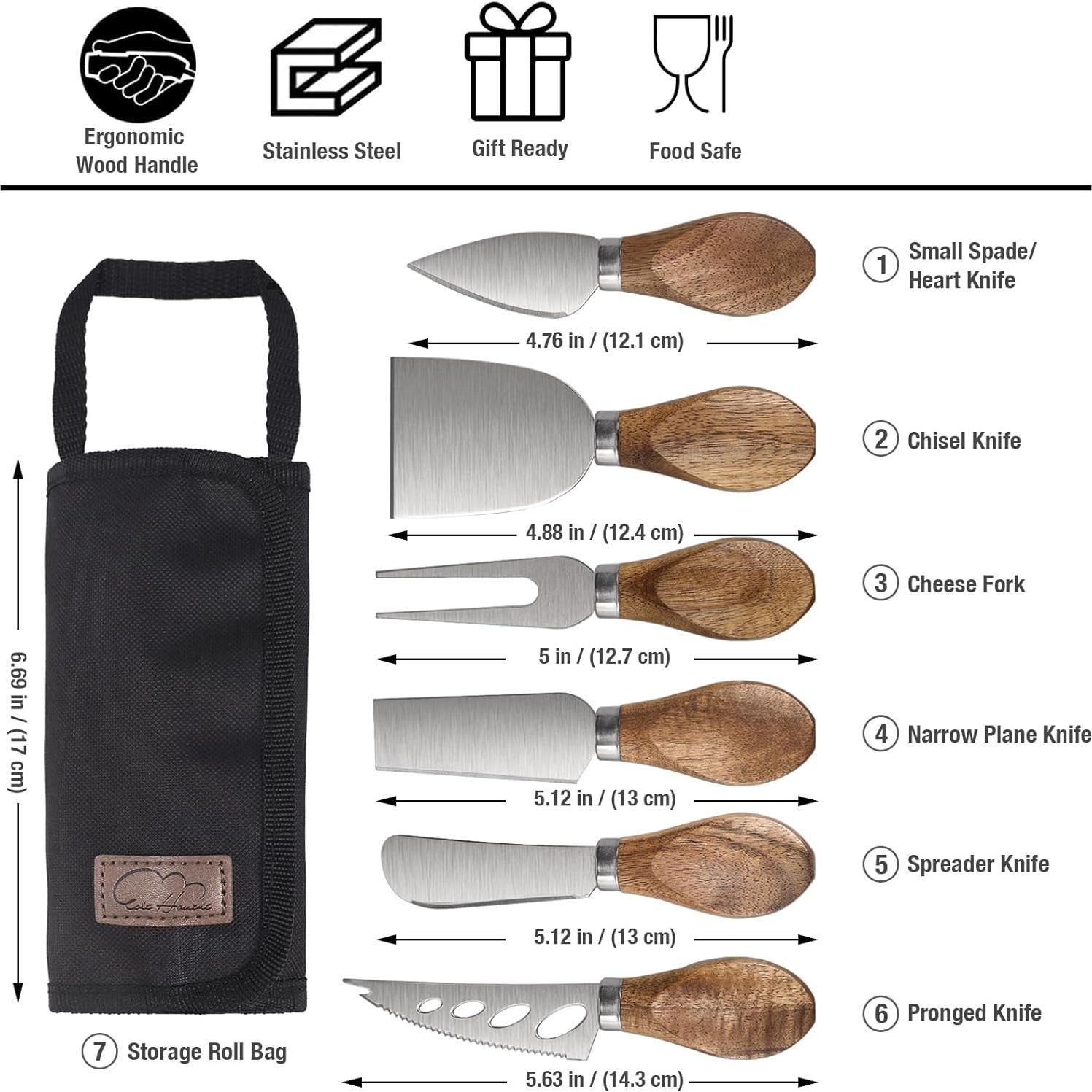 Set de 6 Cuchillos para Queso Esie Houzie - Acero Inoxidable y Madera