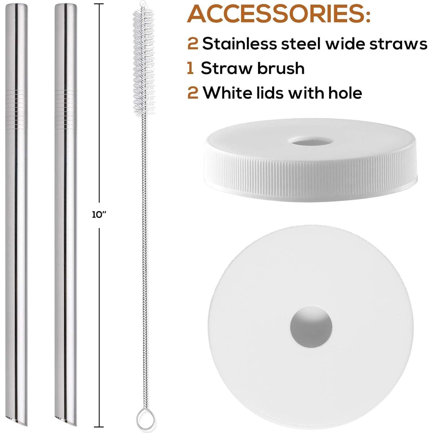 Pack de 8 Botellas de Vidrio AOZITA 16oz con Popotes y Tapas