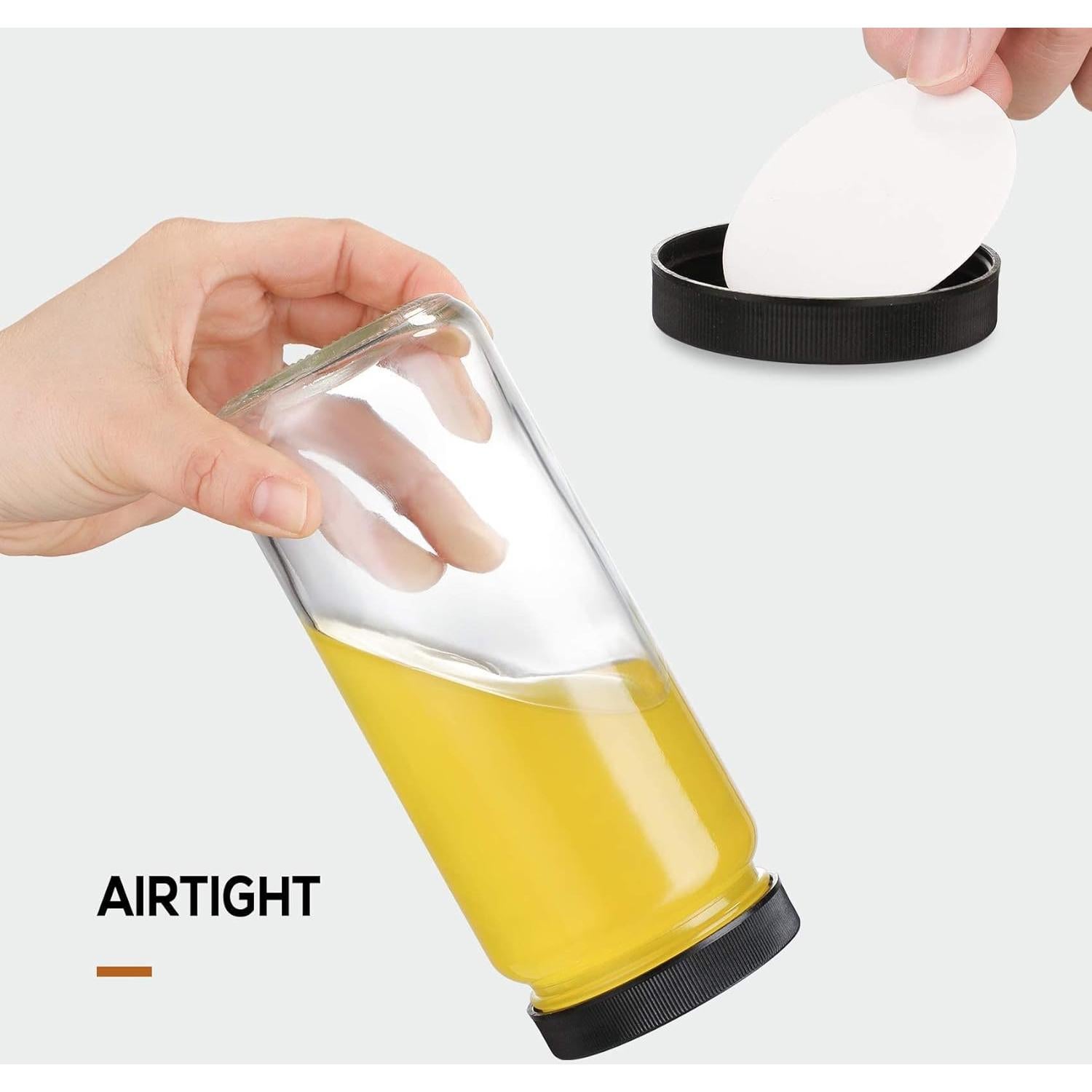 Pack de 8 Botellas de Vidrio AOZITA 16oz con Popotes y Tapas