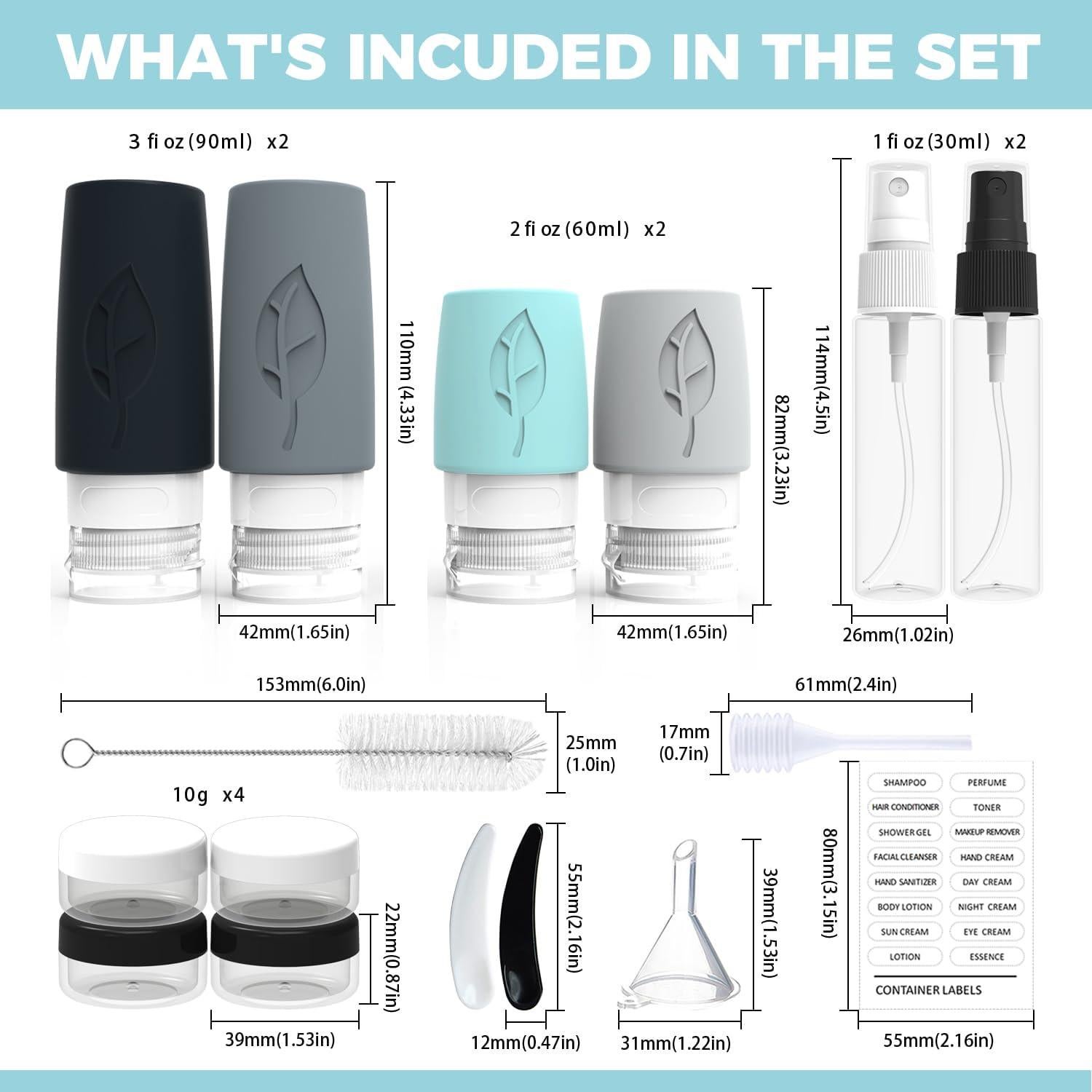 Set de Artículos de Tocador de Viaje 17 Piezas MSPNY