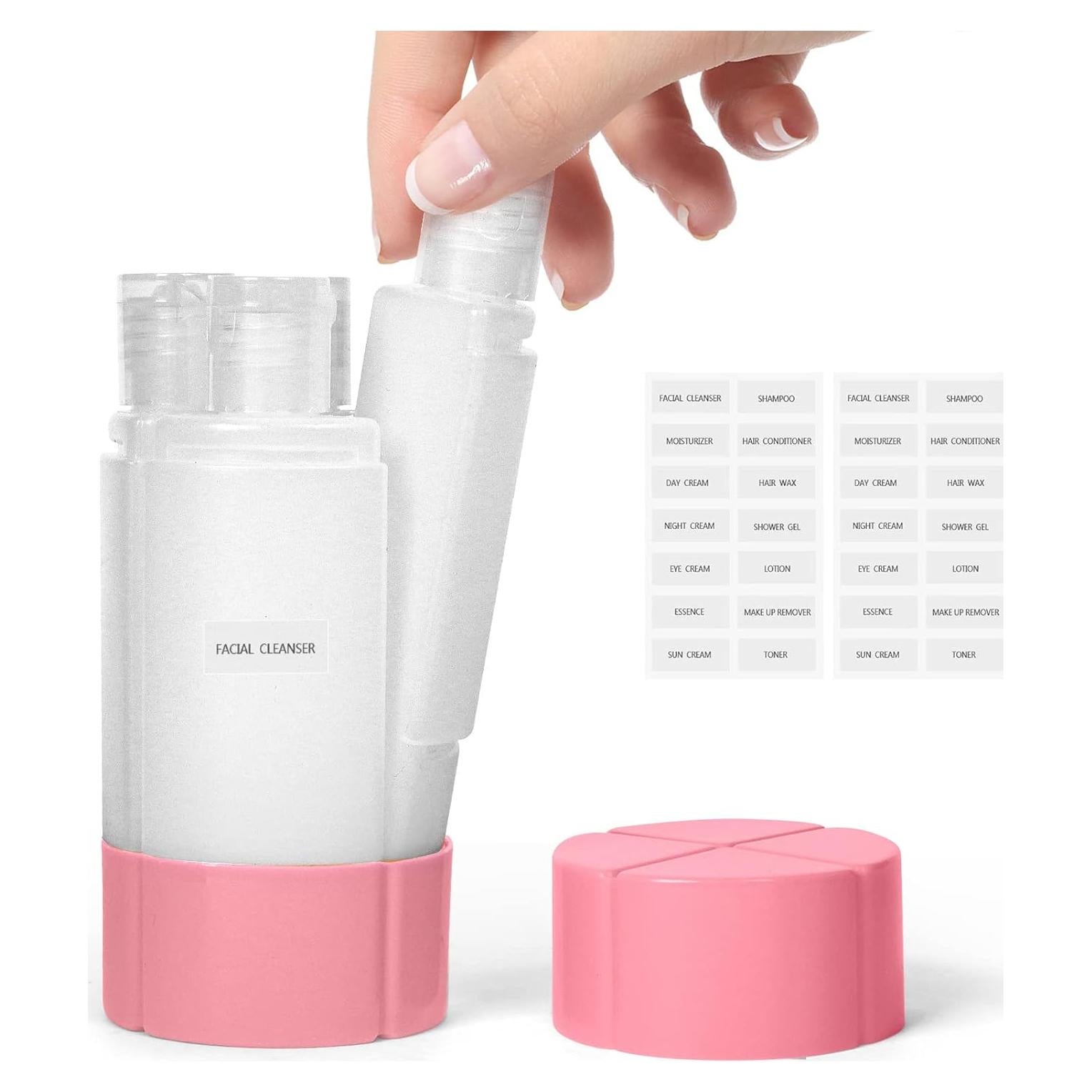 Botella de Viaje Olatay 4-en-1 Aprobada TSA 240ml Rosa