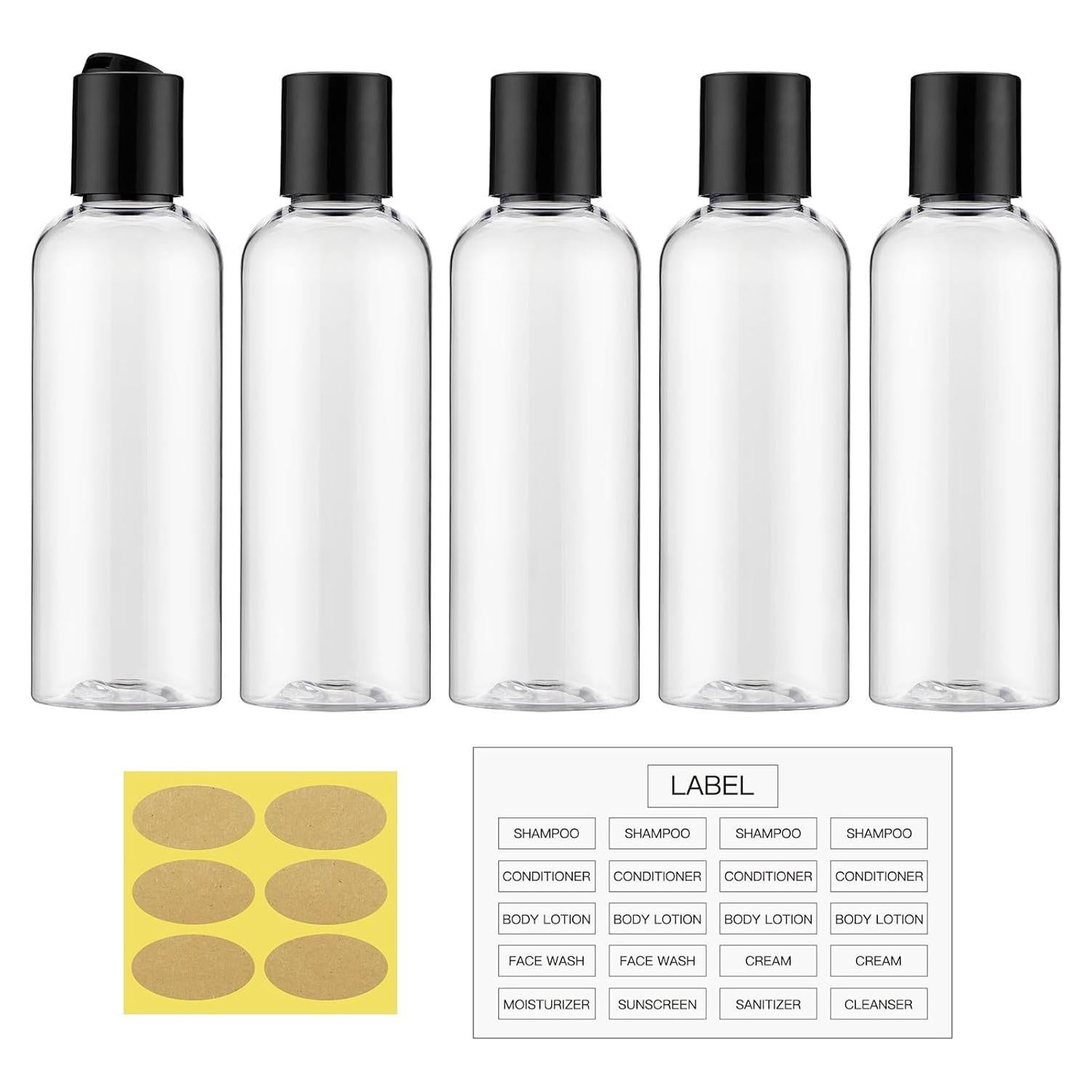 Set de 5 Botellas de Viaje 100ml Owlyee Aprobadas por TSA