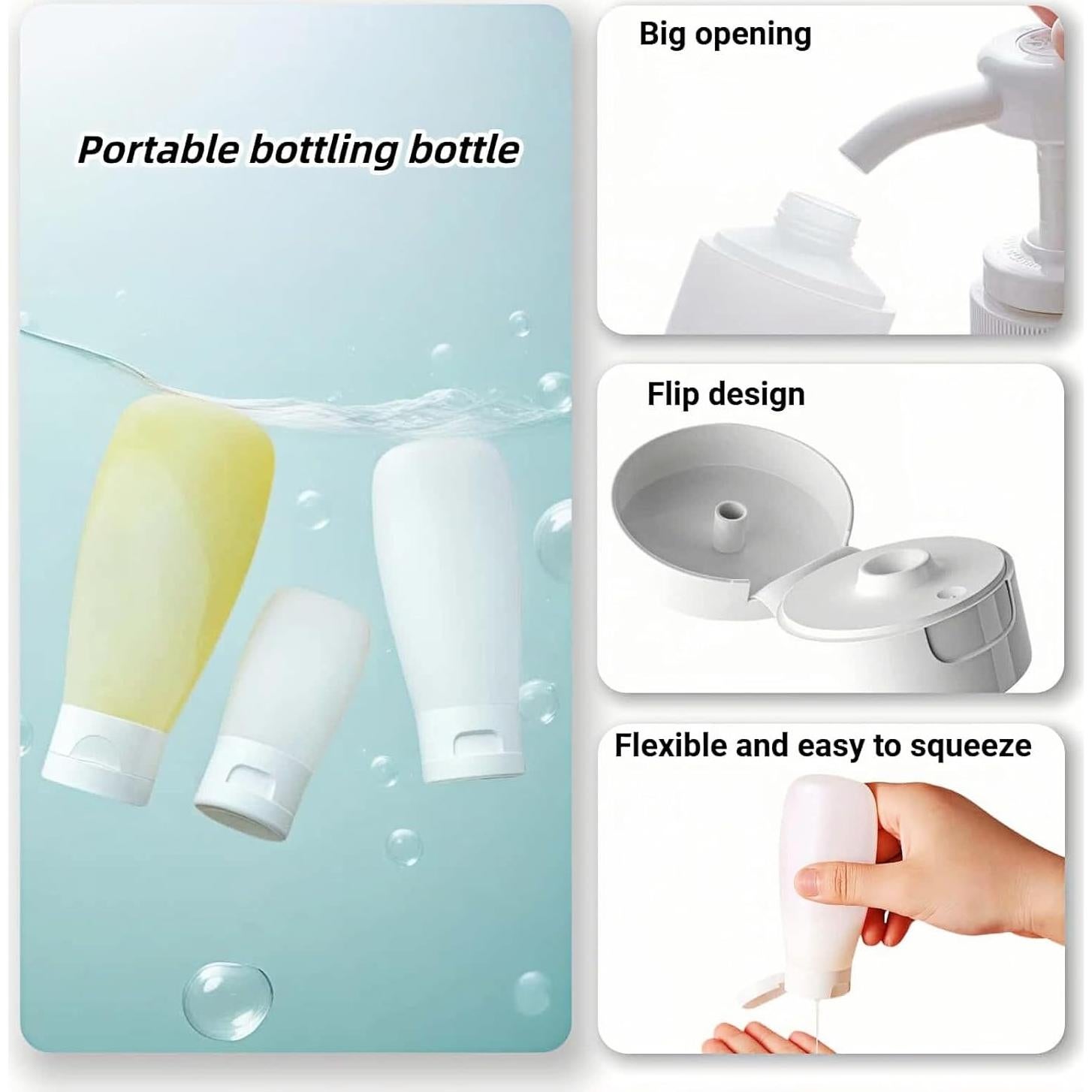 Conjunto de Botellas de Viaje Chinshwehaw 3-Pack Silicona 30ml 60ml 100ml