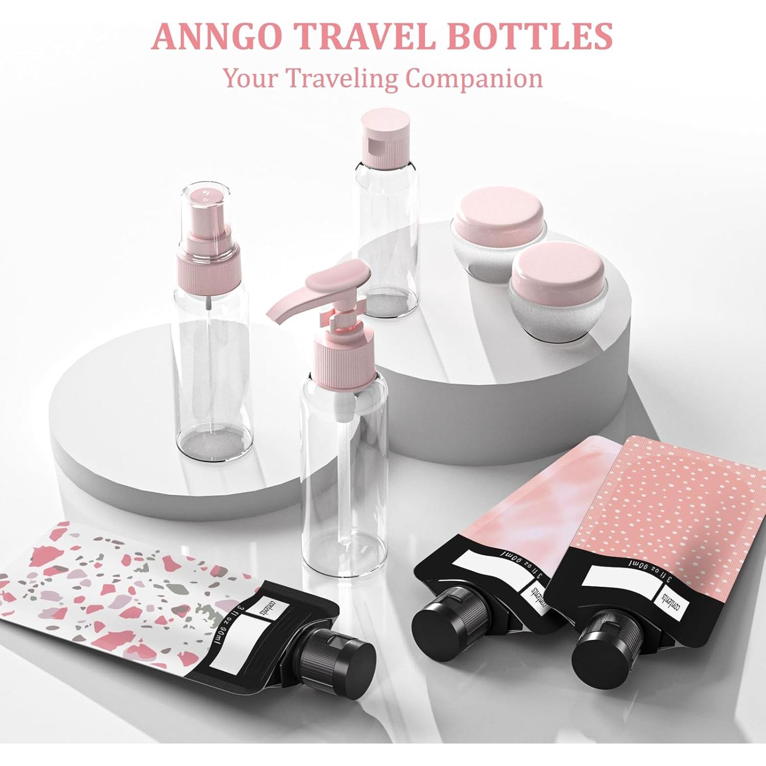 Kit de Botellas de Viaje ANNGO 12 Pack A Prueba de Fugas