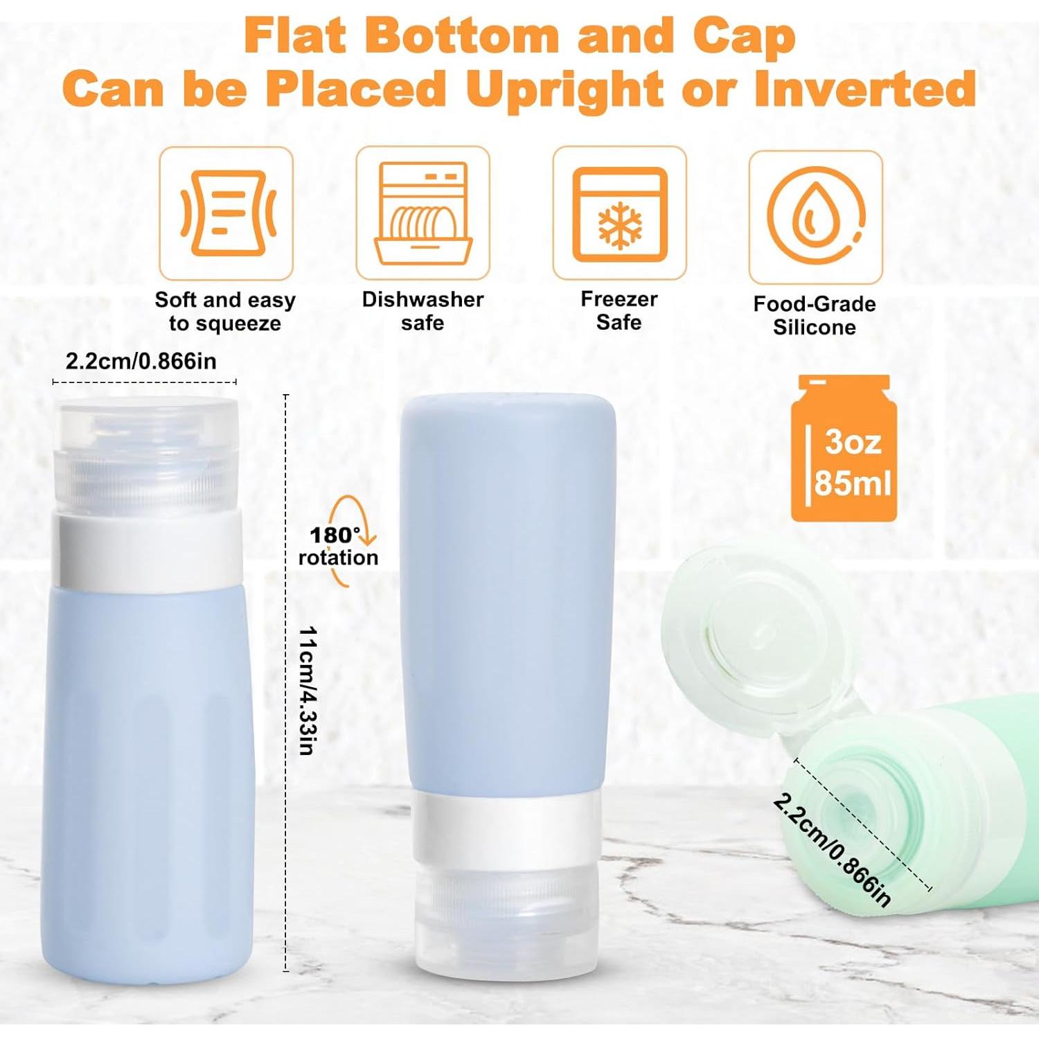 Juego de 4 Botellas de Viaje Seropy 90 ml Silicona A Prueba de Fugas