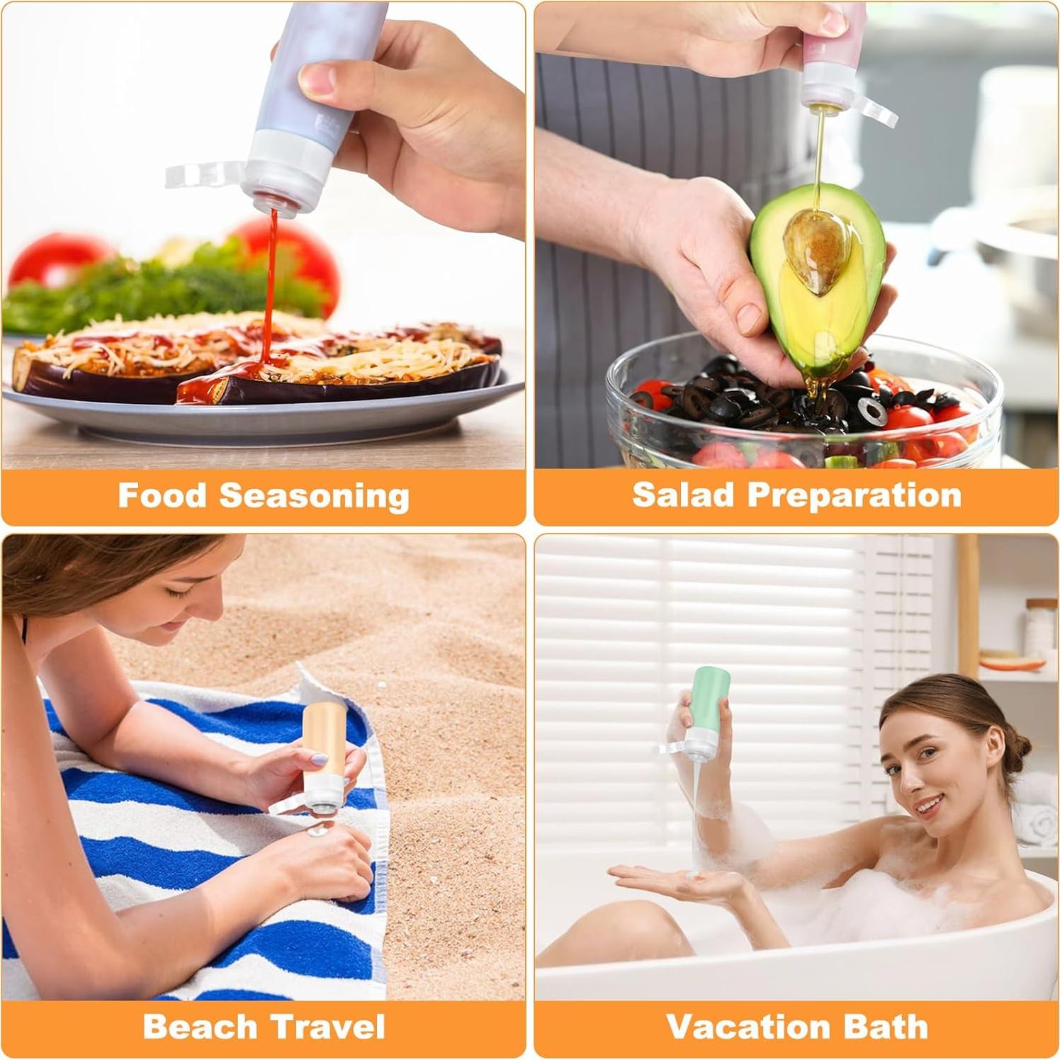 Juego de 4 Botellas de Viaje Seropy 90 ml Silicona A Prueba de Fugas