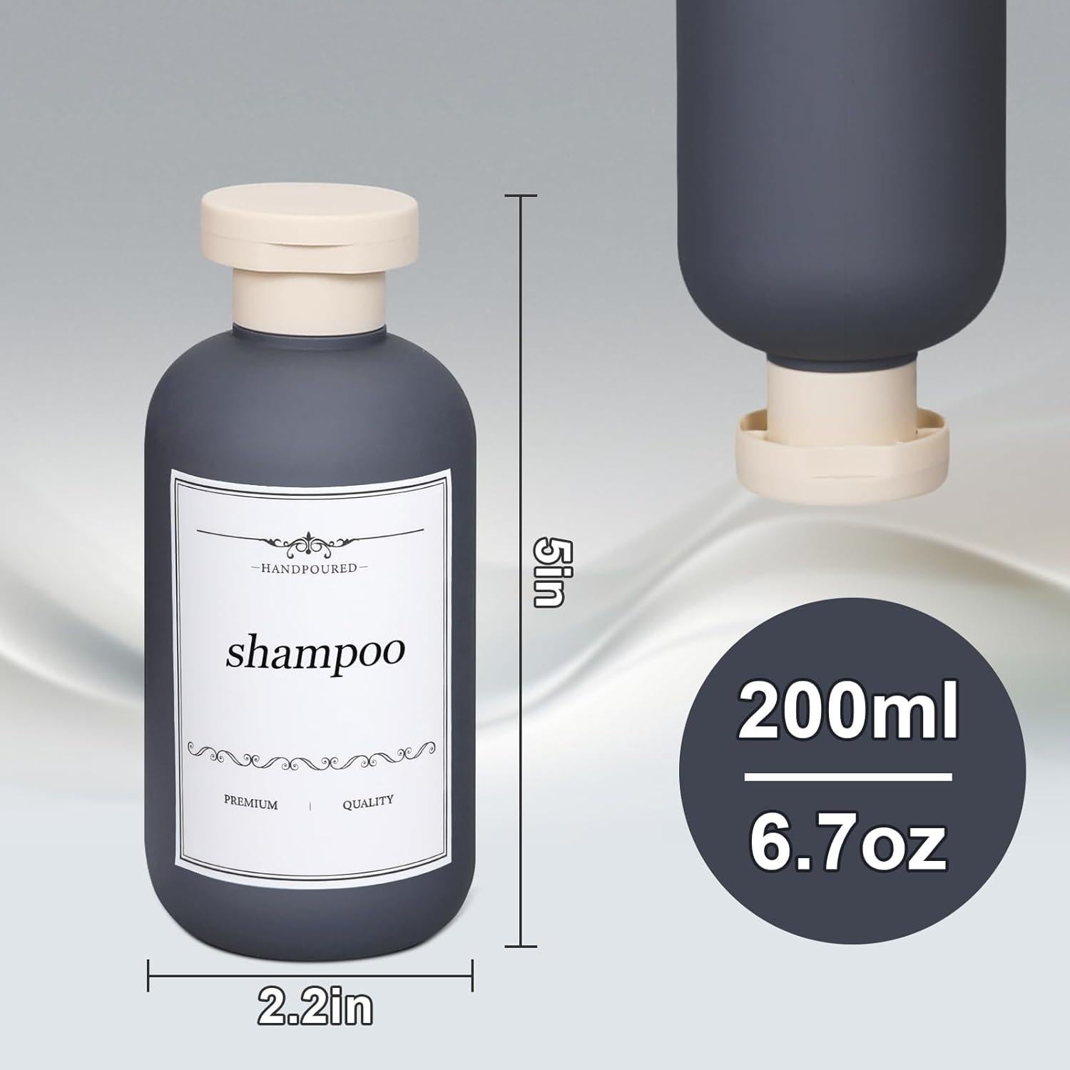 Botellas de Plástico Reutilizables ASEVAT 190ml para Champú