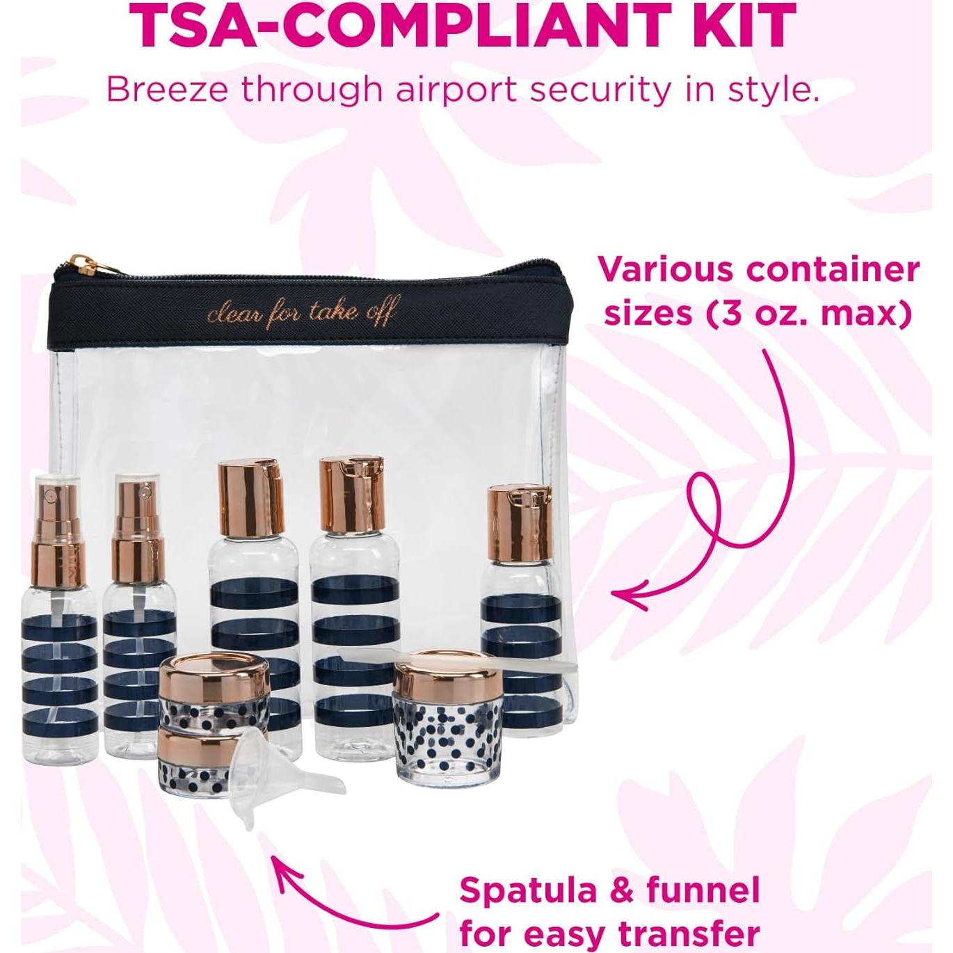 Kit de Aseo de Viaje Miamica 12 Piezas Aprobado por TSA