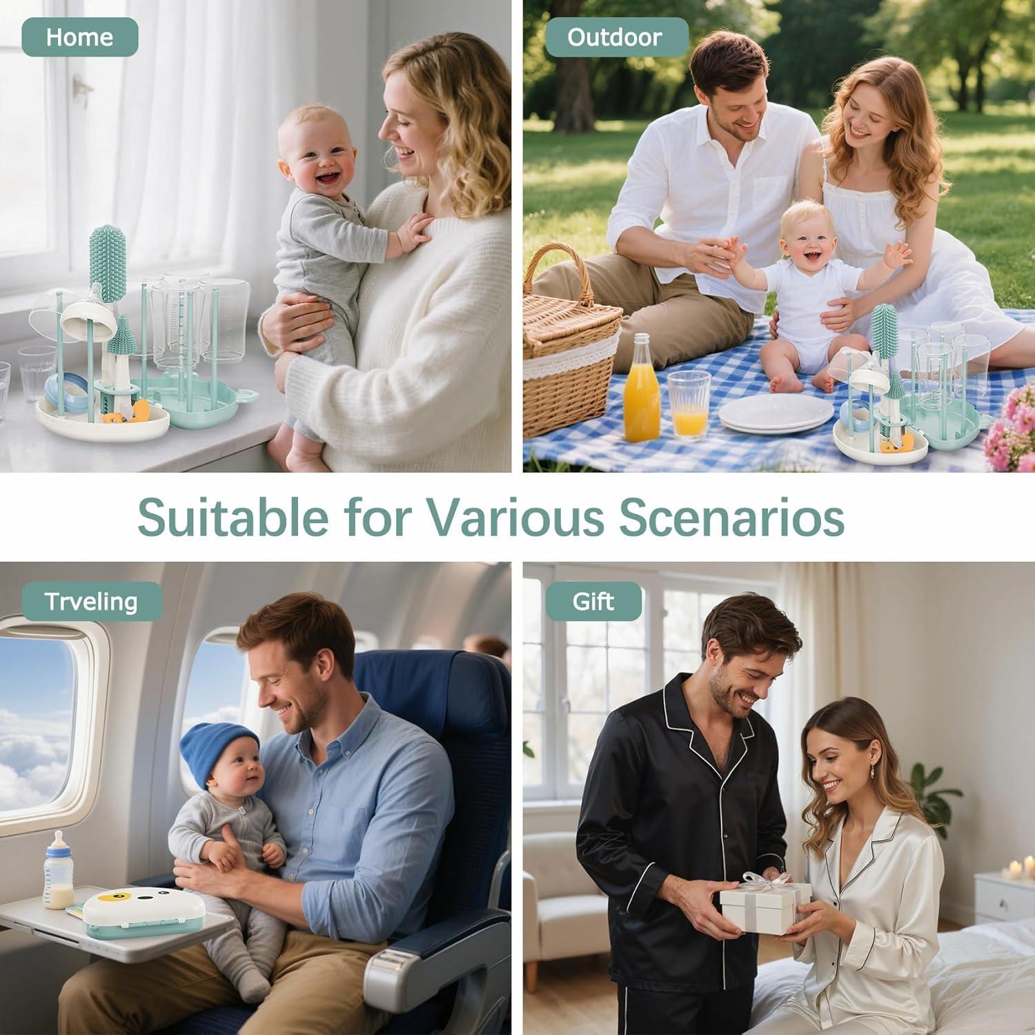 Kit de Limpiador de Biberones CandyHome 7 en 1 Verde