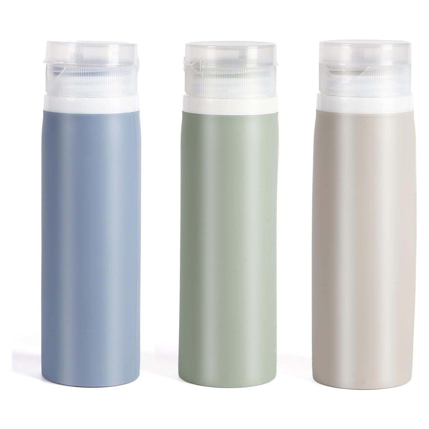 Juego de 3 Botellas de Viaje TYLEMAI 90ml Silicona Reutilizables