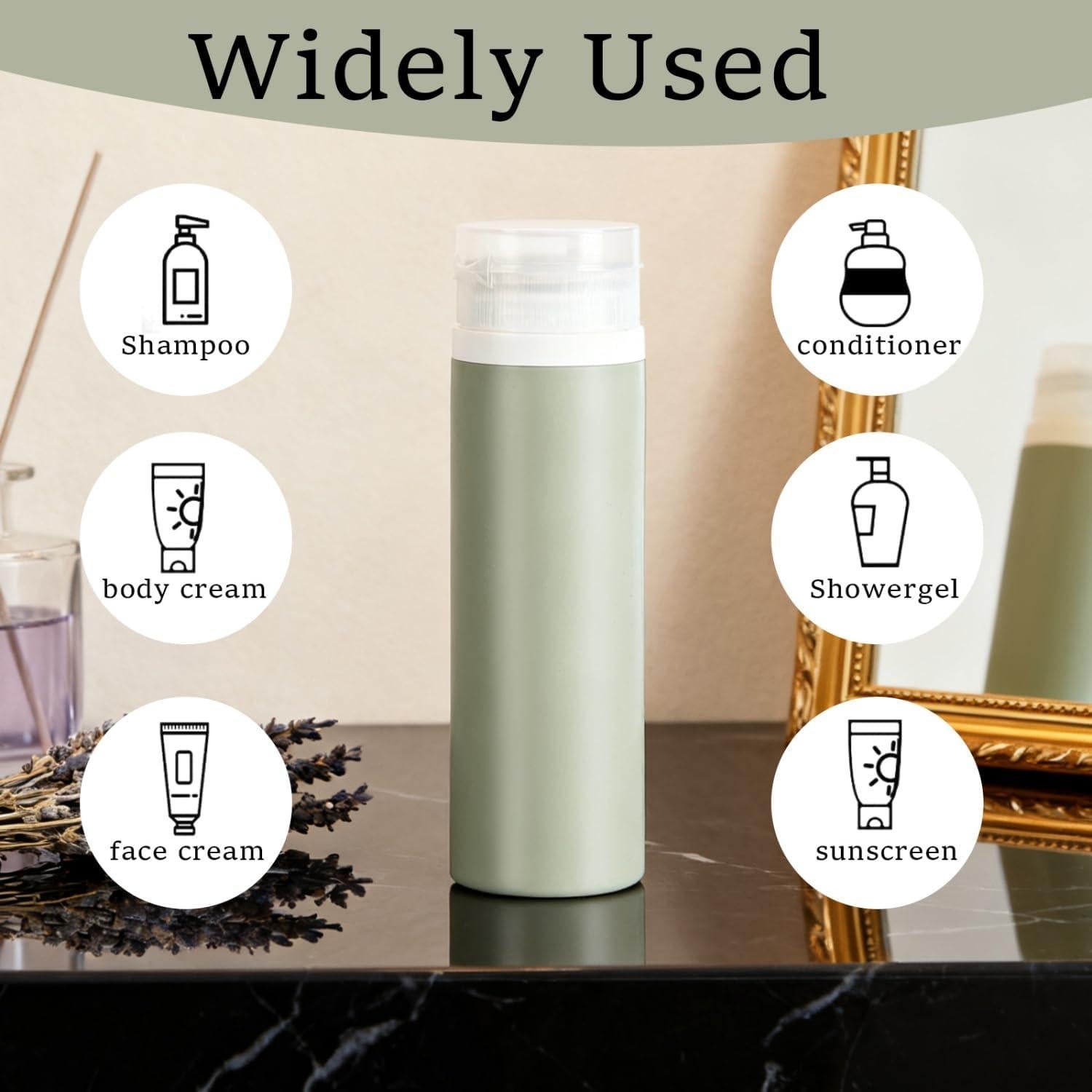 Juego de 3 Botellas de Viaje TYLEMAI 90ml Silicona Reutilizables