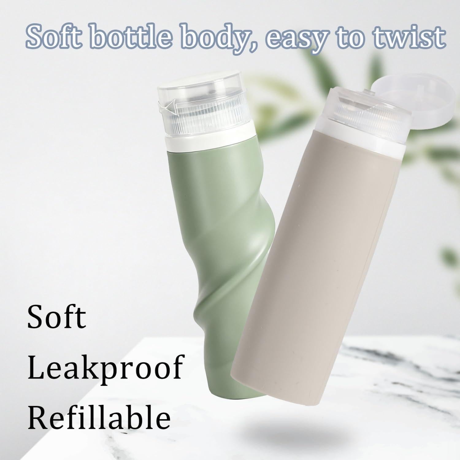 Juego de 3 Botellas de Viaje TYLEMAI 90ml Silicona Reutilizables