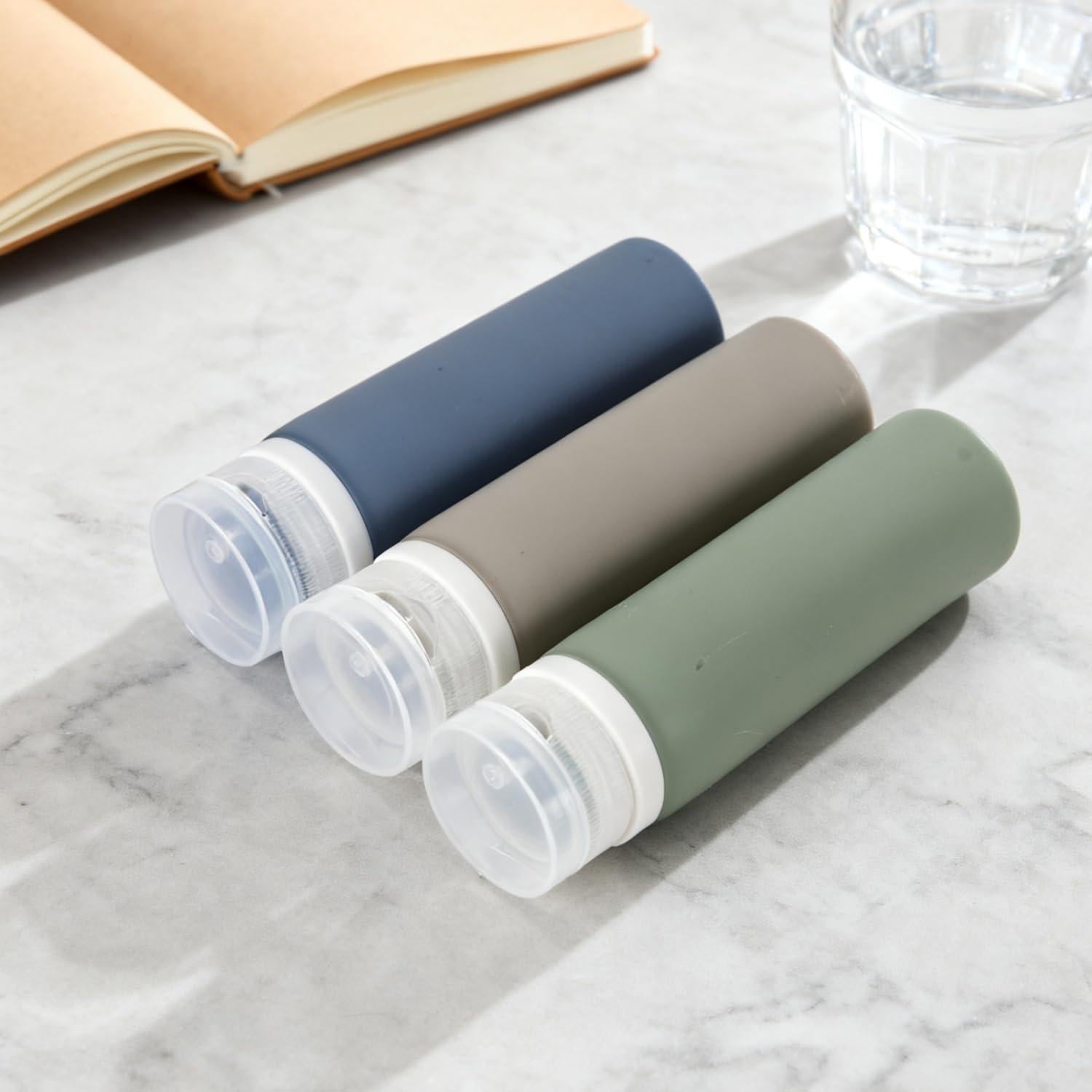 Juego de 3 Botellas de Viaje TYLEMAI 90ml Silicona Reutilizables