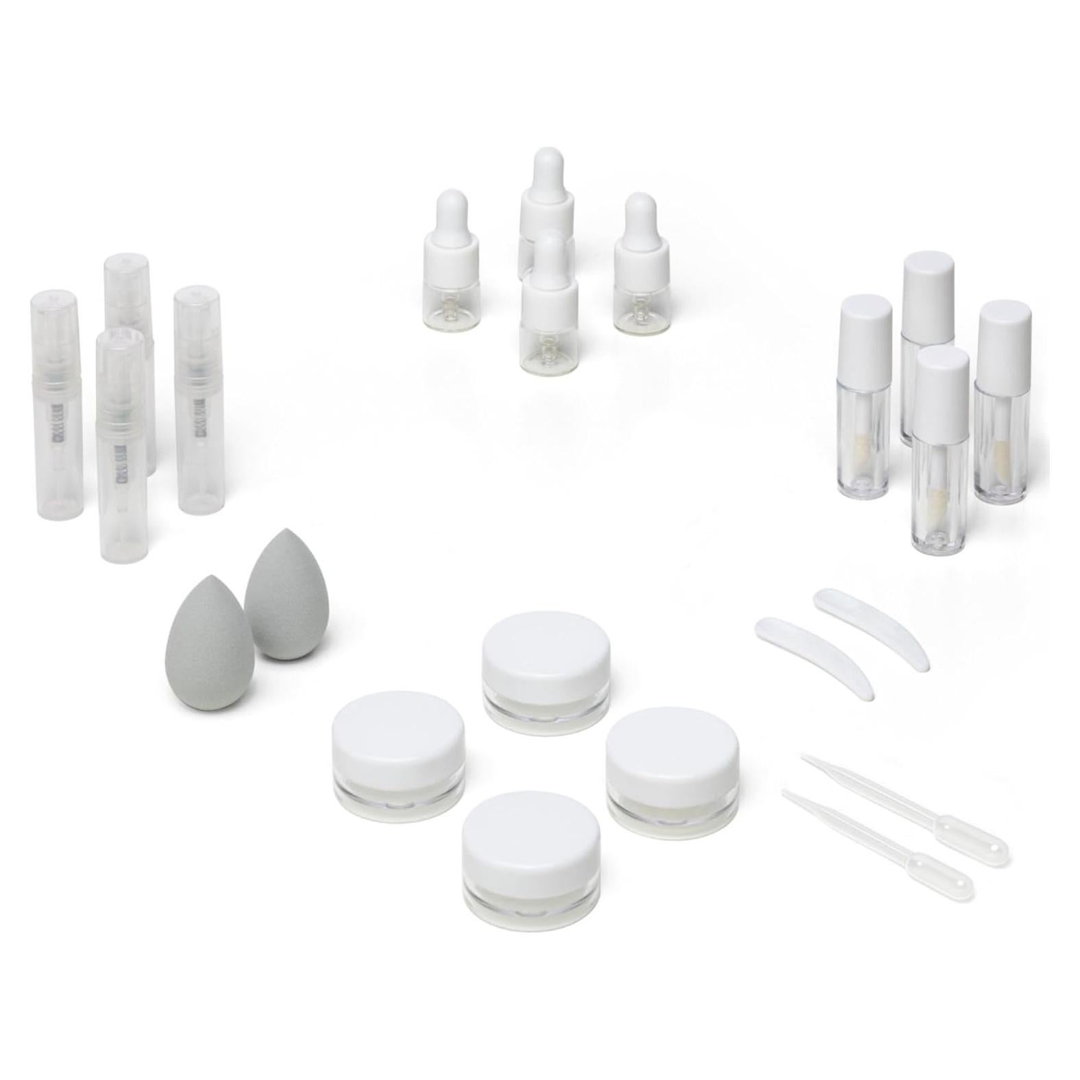 Set de Mini Envases Cosméticos VESSARA - 4 Botellas, 4 Tubos, 4 Tarros, 4 Sprays