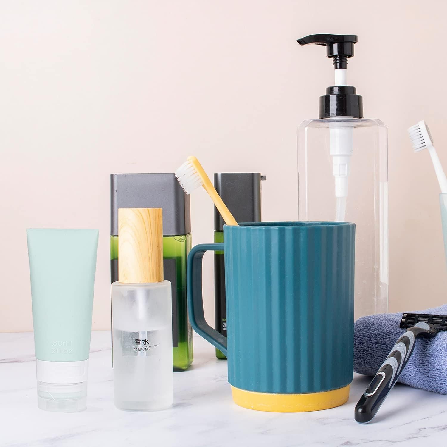 Juego de Botellas de Viaje Silicona 6 Piezas 80ml 60ml - Rosa Verde Gris