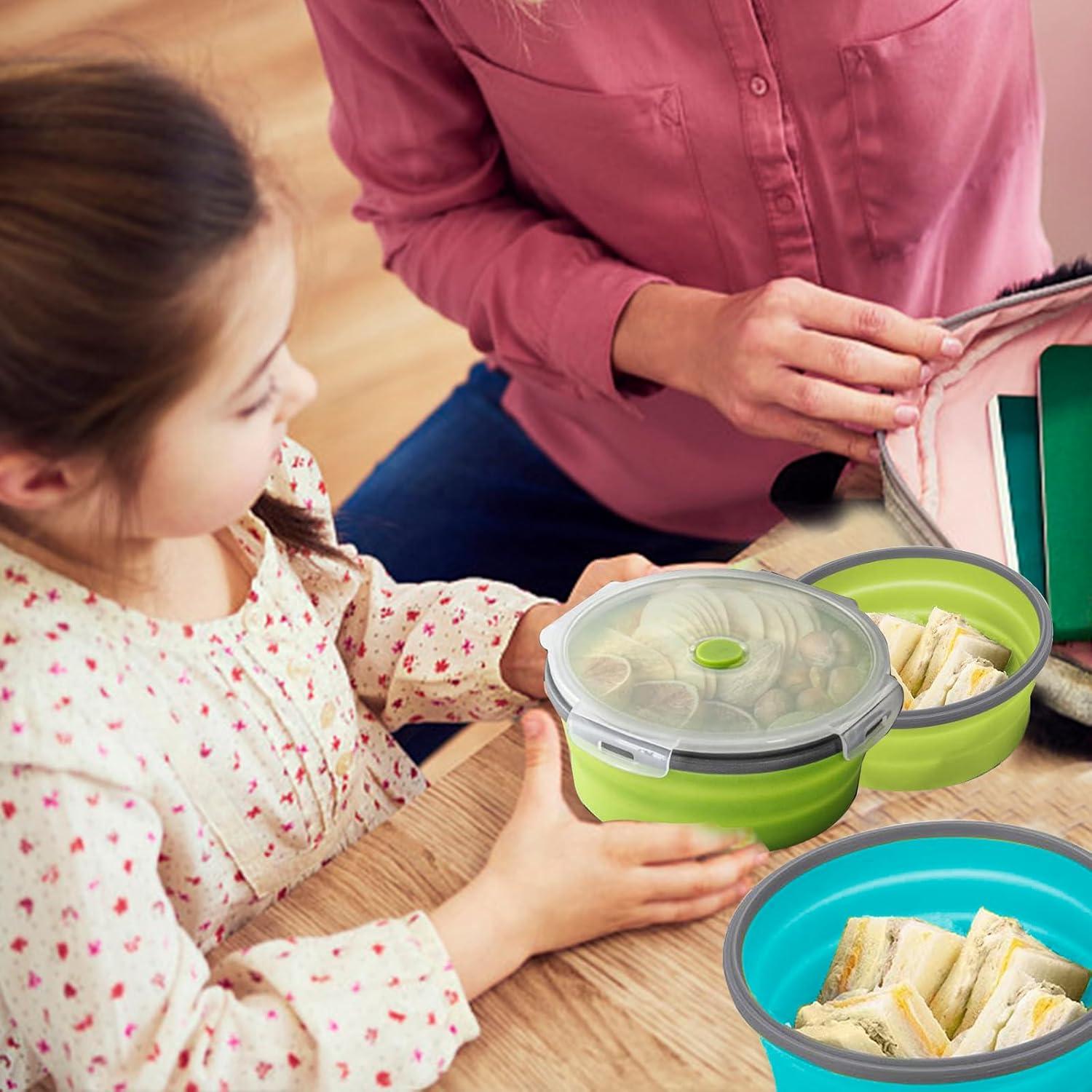 2 Tazones Plegables de Silicona APPVIP 350 ml Apto Microondas