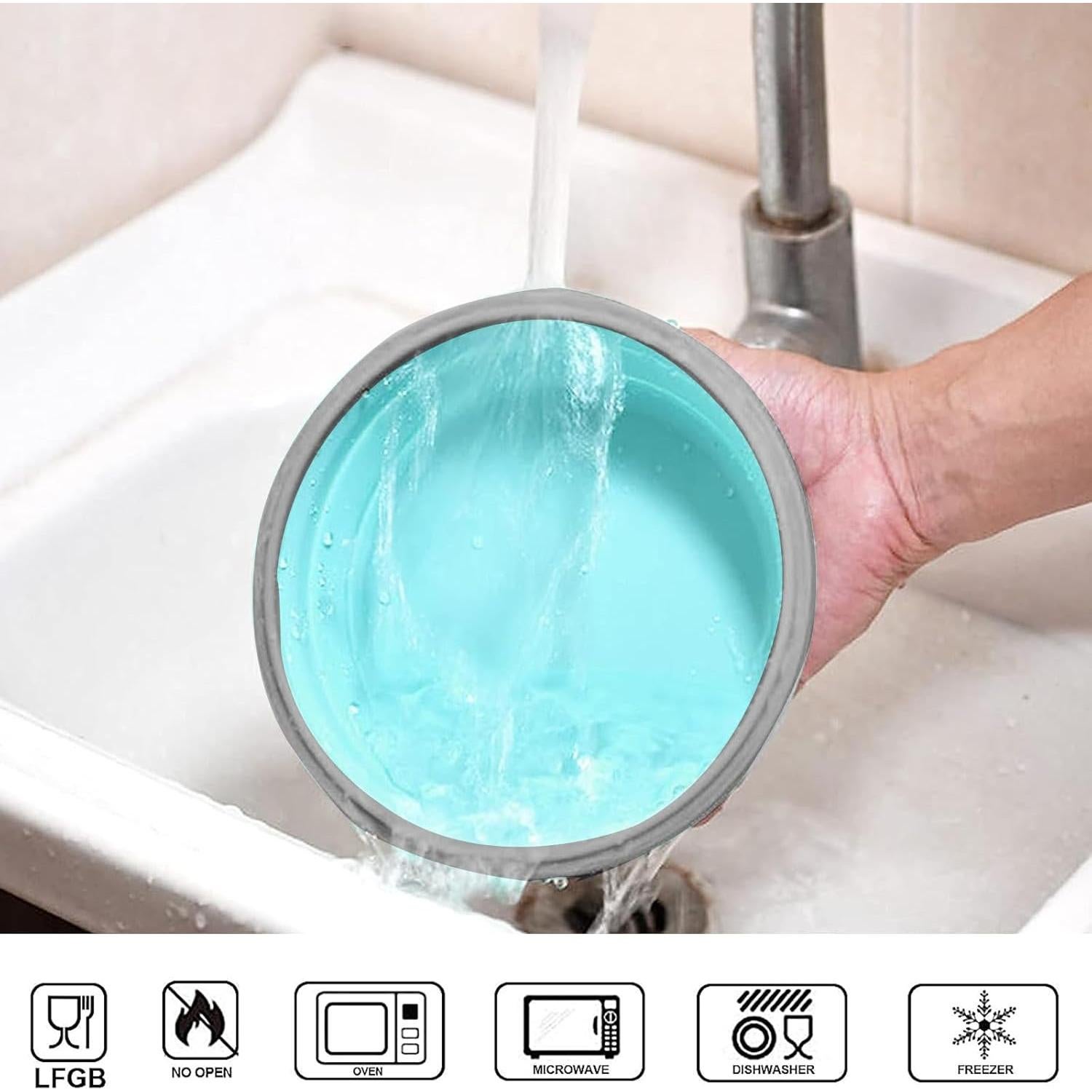 2 Tazones Plegables de Silicona APPVIP 350 ml Apto Microondas