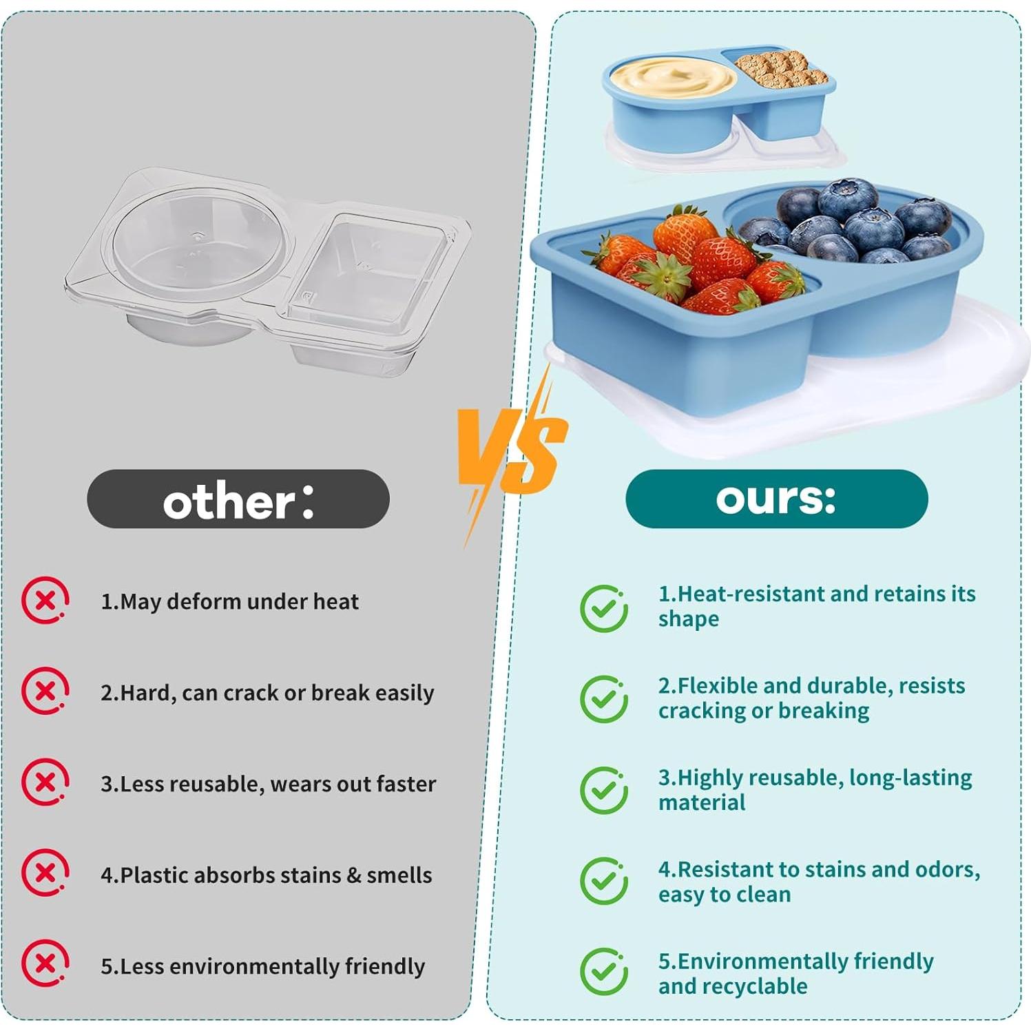 Paquete de 3 Contenedores de Silicona Ecológicos con Tapas