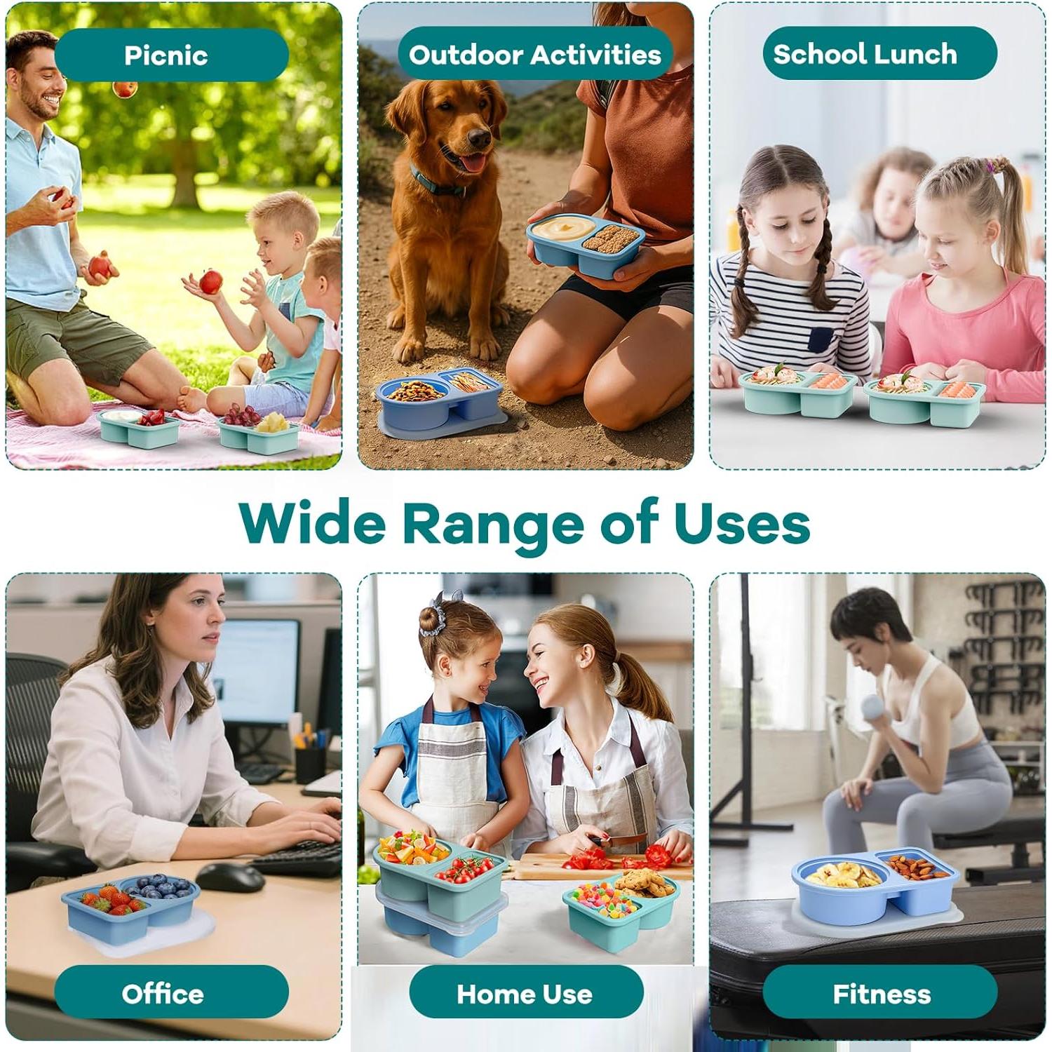 Paquete de 3 Contenedores de Silicona Ecológicos con Tapas