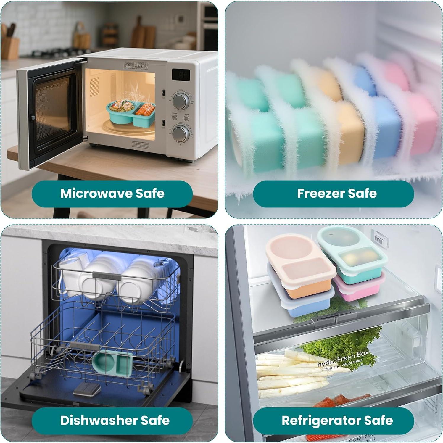 Paquete de 3 Contenedores de Silicona Ecológicos con Tapas