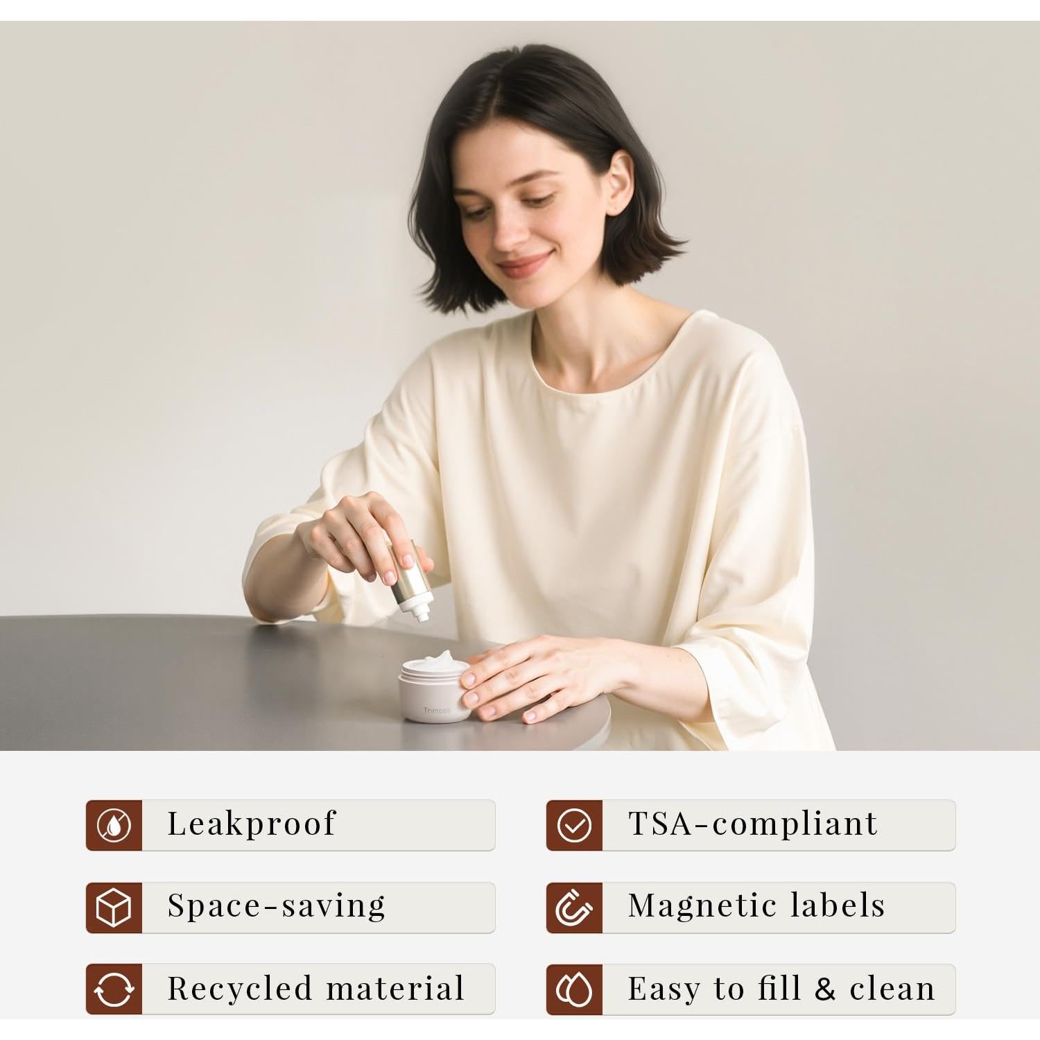 Juego de Tarros de Aseo de Viaje Trimcoo 30ml a Prueba de Fugas