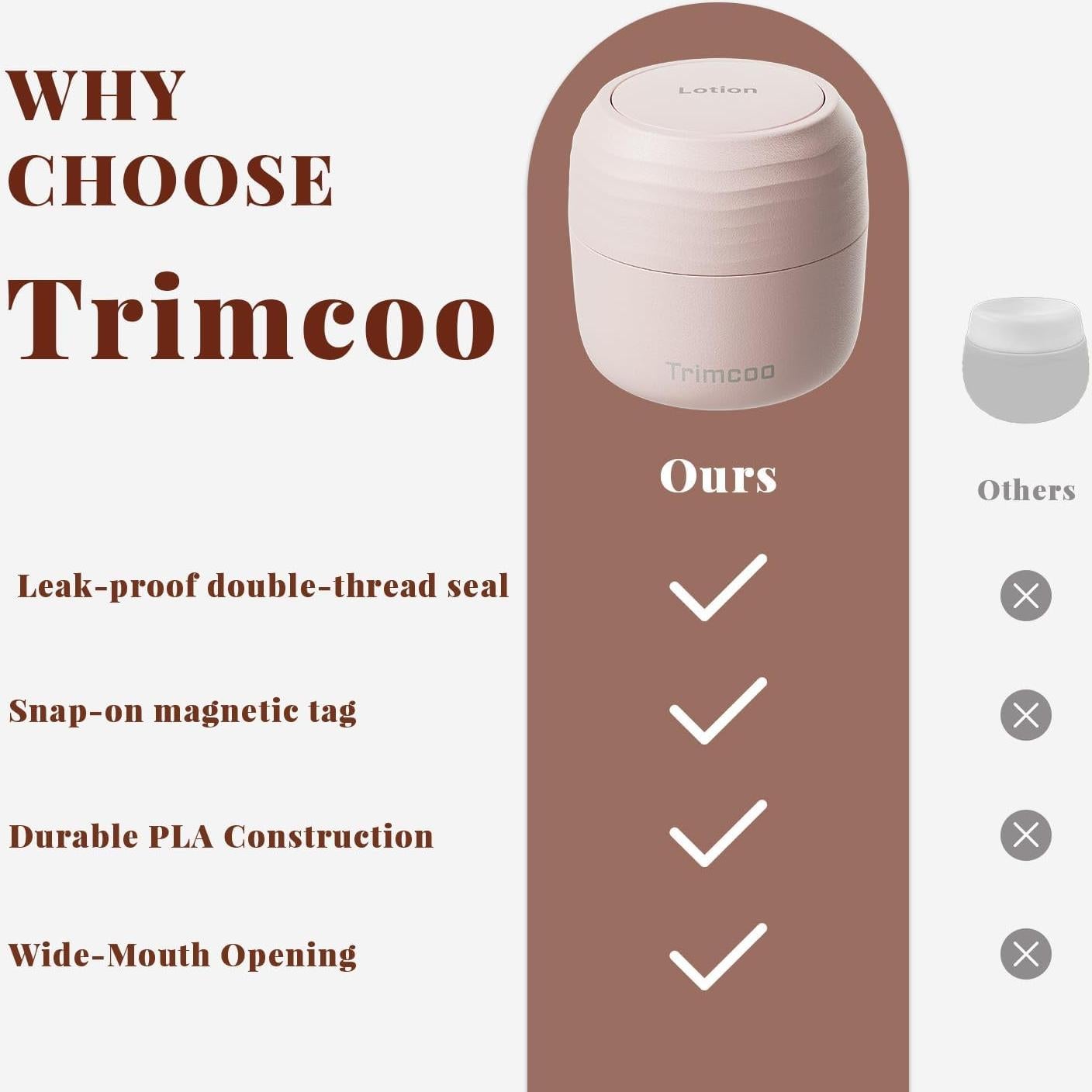 Tarros de Aseo de Viaje Trimcoo Rosa 30ml a Prueba de Fugas