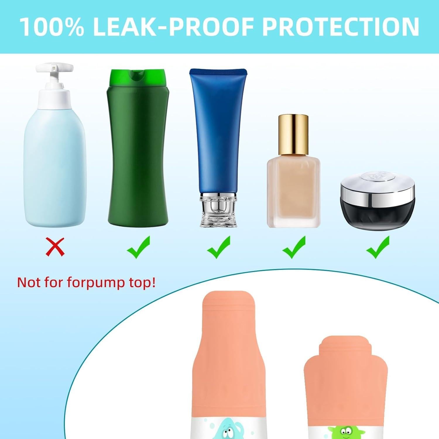 12 Fundas de Silicona para Botellas de Viaje - 6 Colores