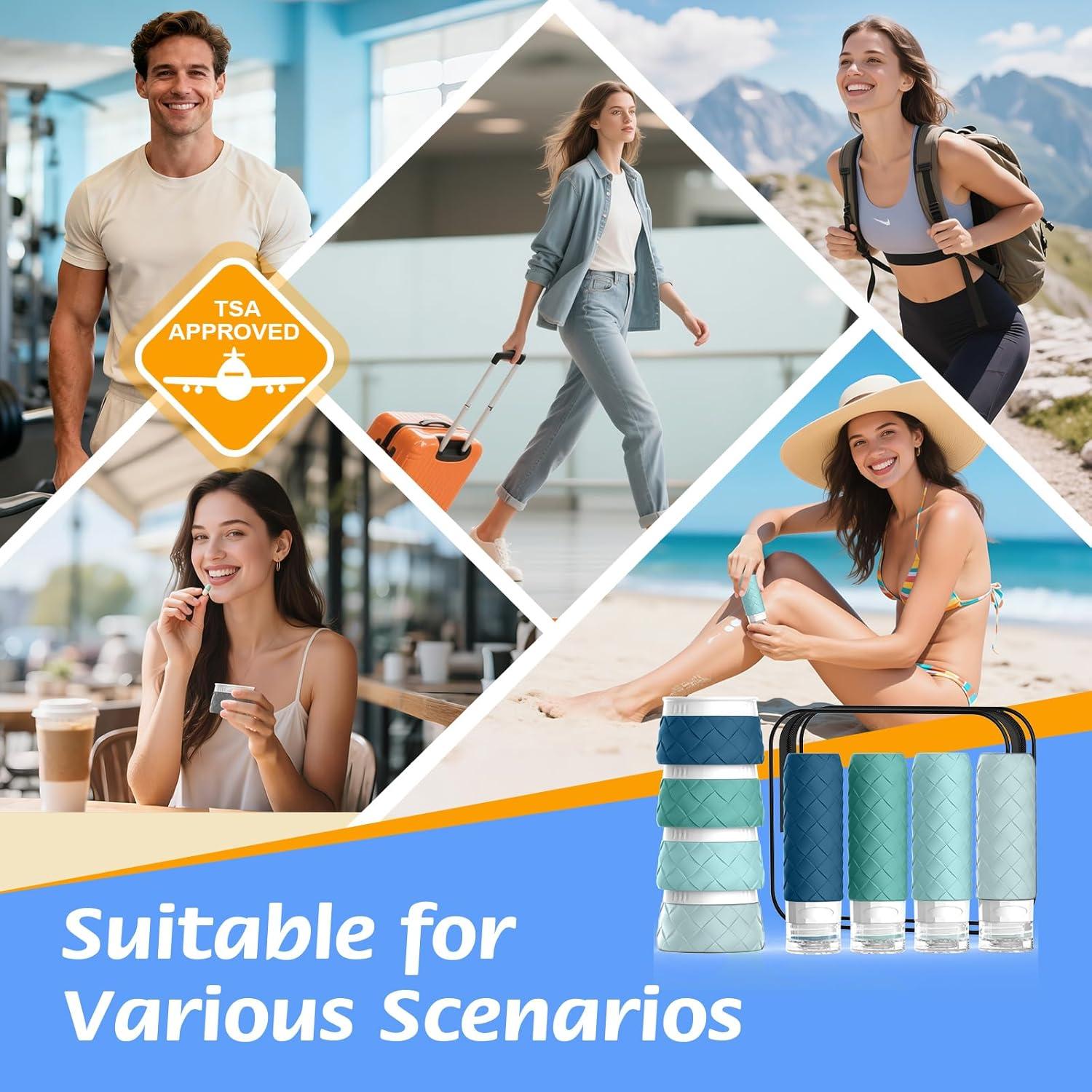 Set de Viaje 16 Piezas Silevoler Botellas y Tarros Aprobados TSA