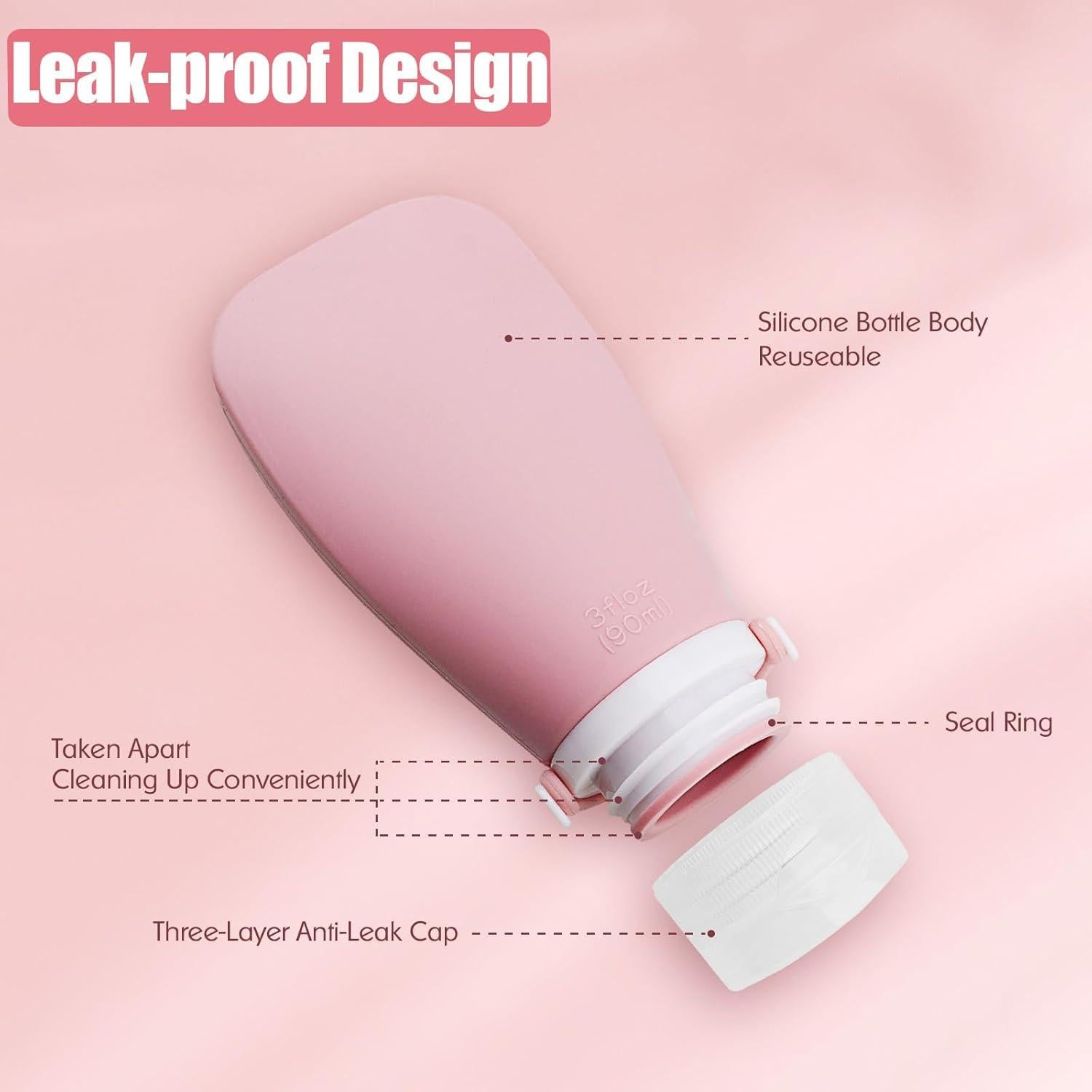 Juego de 4 Botellas de Viaje Reutilizables Chiegeguu 90ml