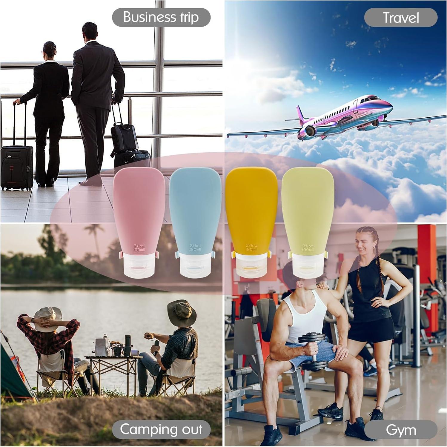 Juego de 4 Botellas de Viaje Reutilizables Chiegeguu 90ml