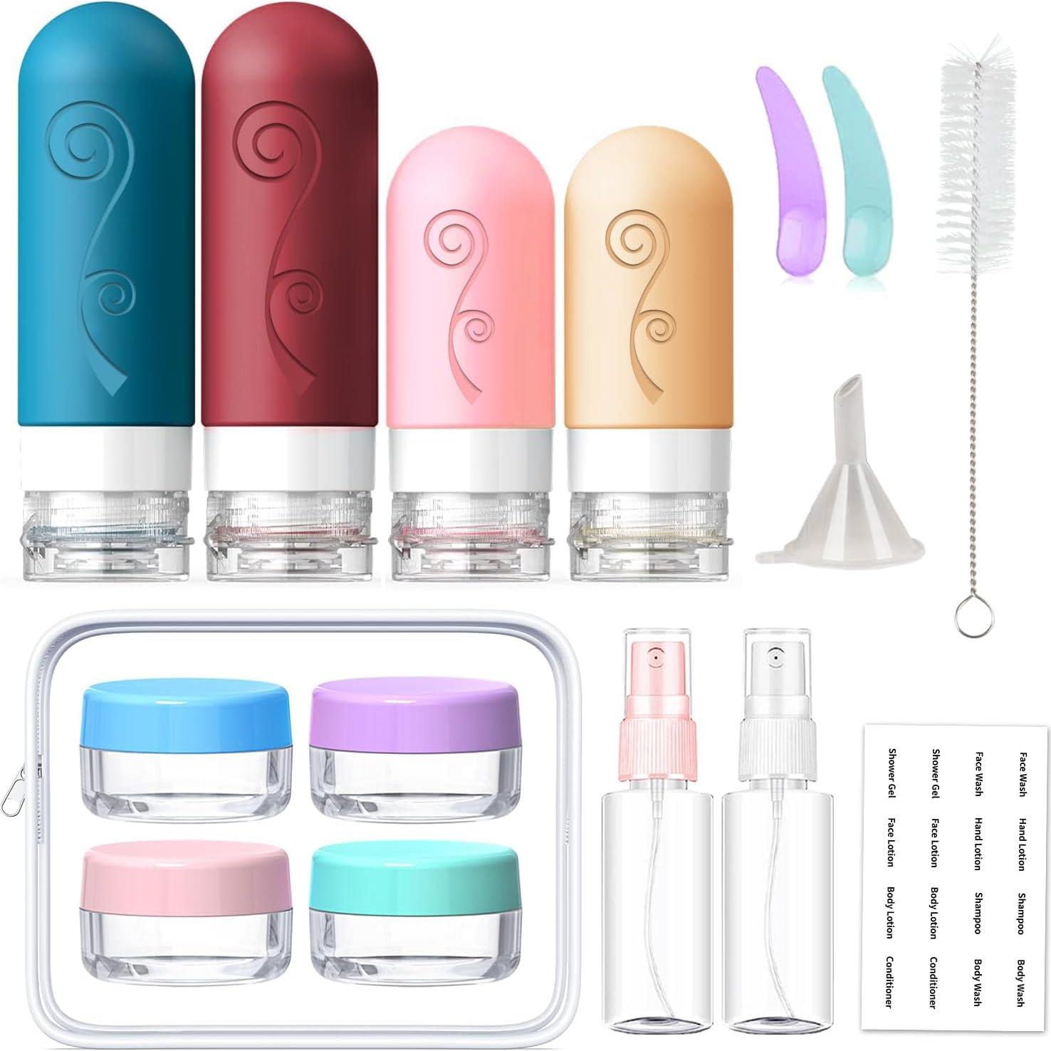 Juego de 16 Botellas de Viaje Silicona Vodvob 60ml 90ml A Prueba de Fugas