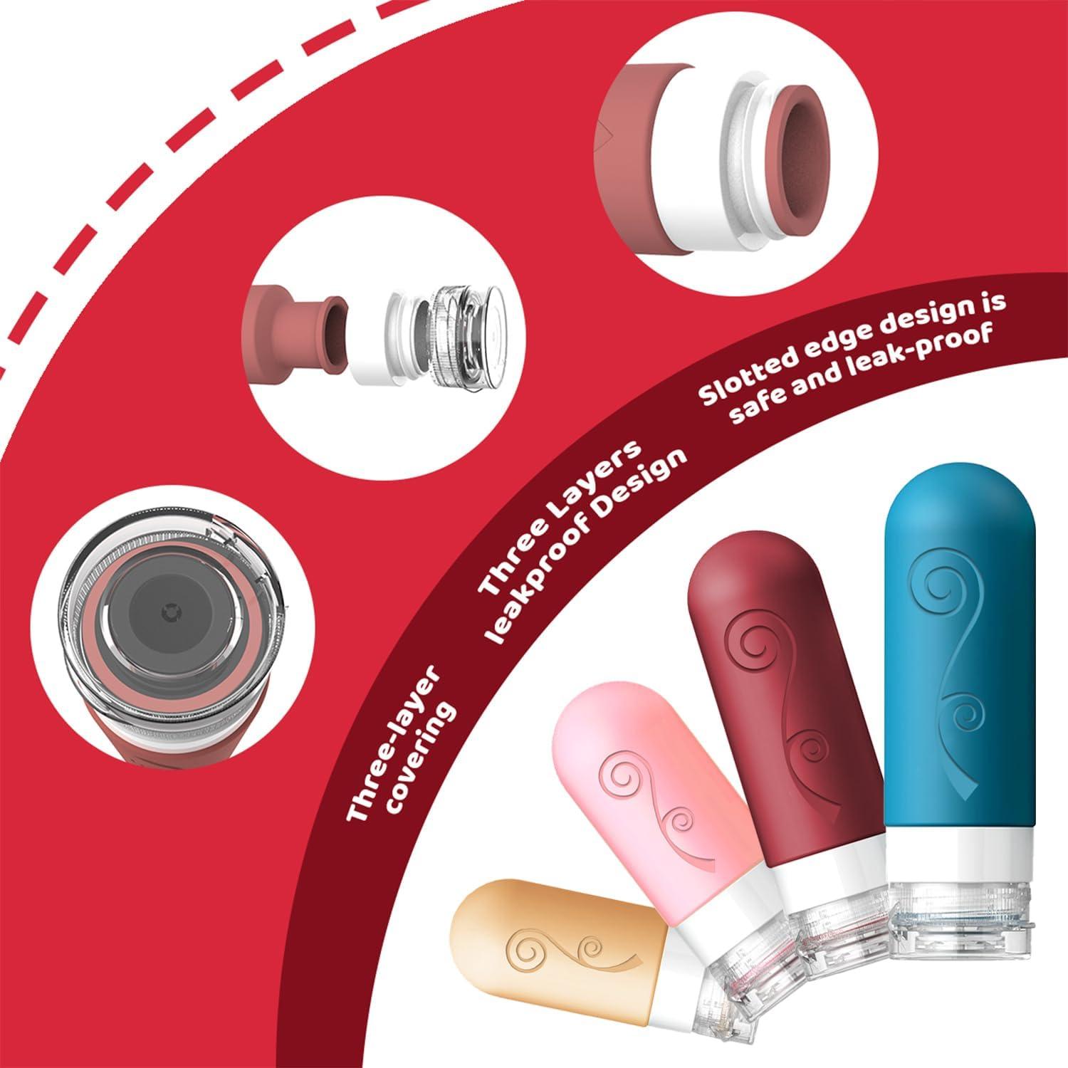 Juego de 16 Botellas de Viaje Silicona Vodvob 60ml 90ml A Prueba de Fugas