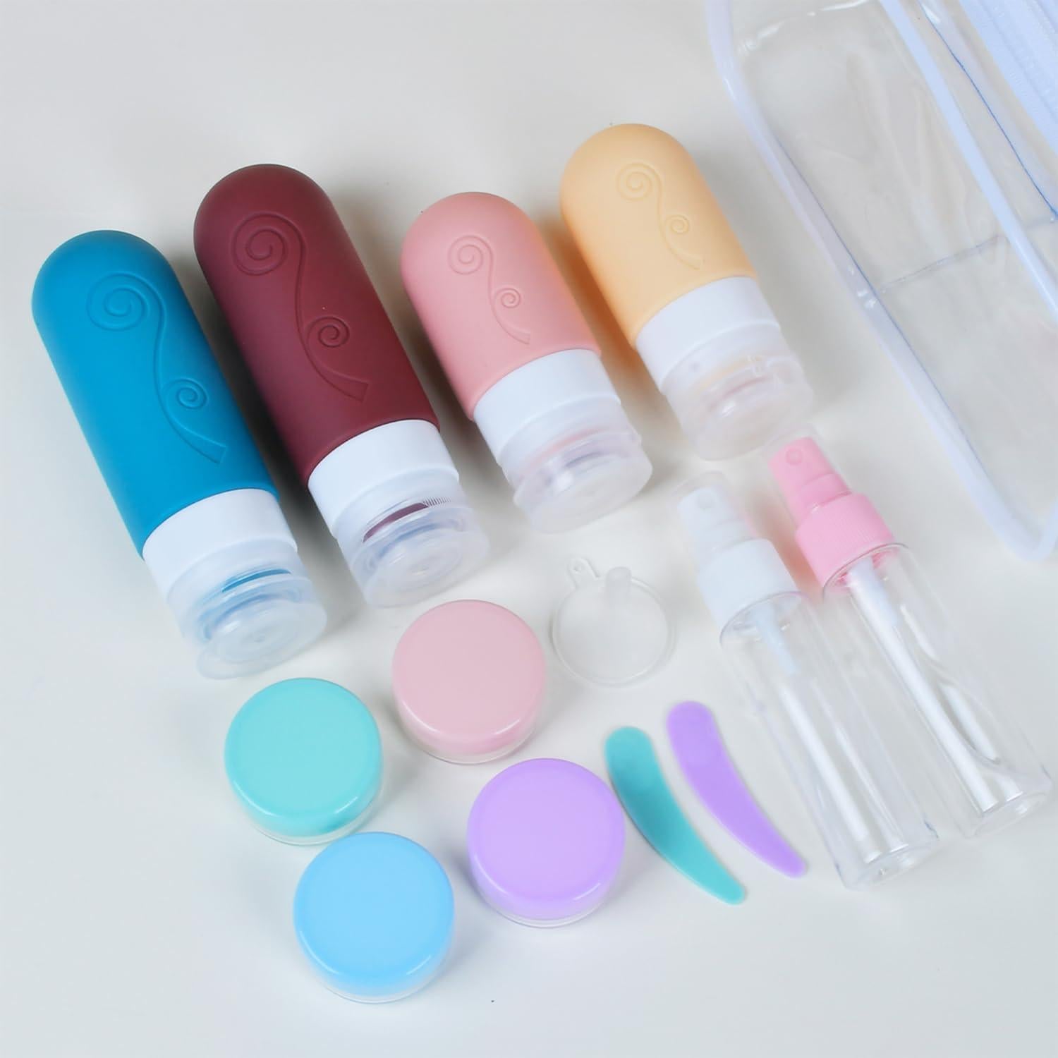 Juego de 16 Botellas de Viaje Silicona Vodvob 60ml 90ml A Prueba de Fugas