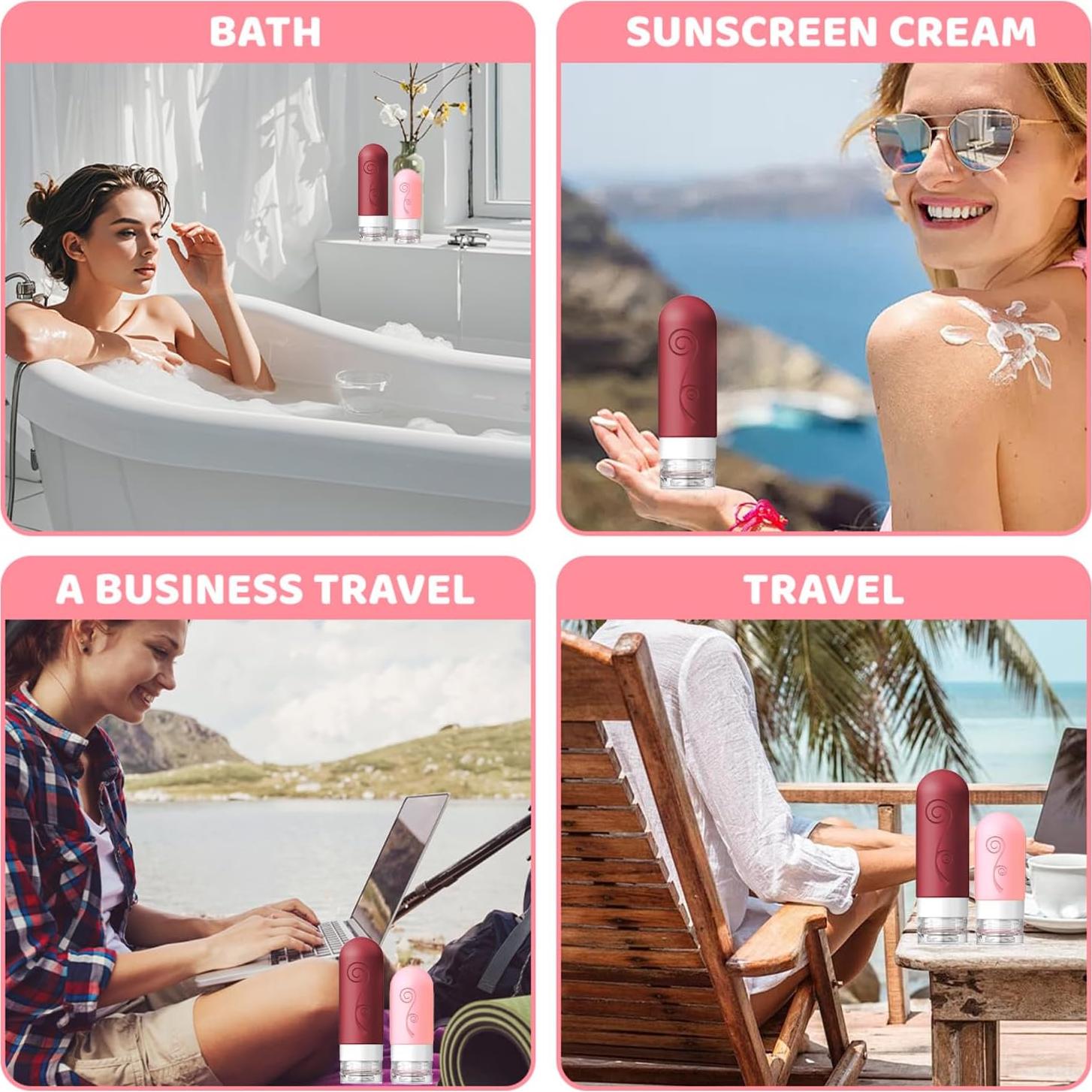 Juego de 16 Botellas de Viaje Silicona Vodvob 60ml 90ml A Prueba de Fugas