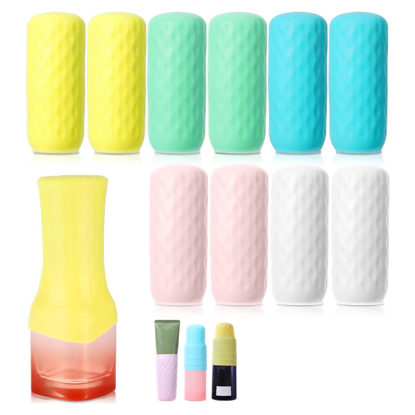 Paquete de 10 fundas de silicona JIYIN para botellas de viaje